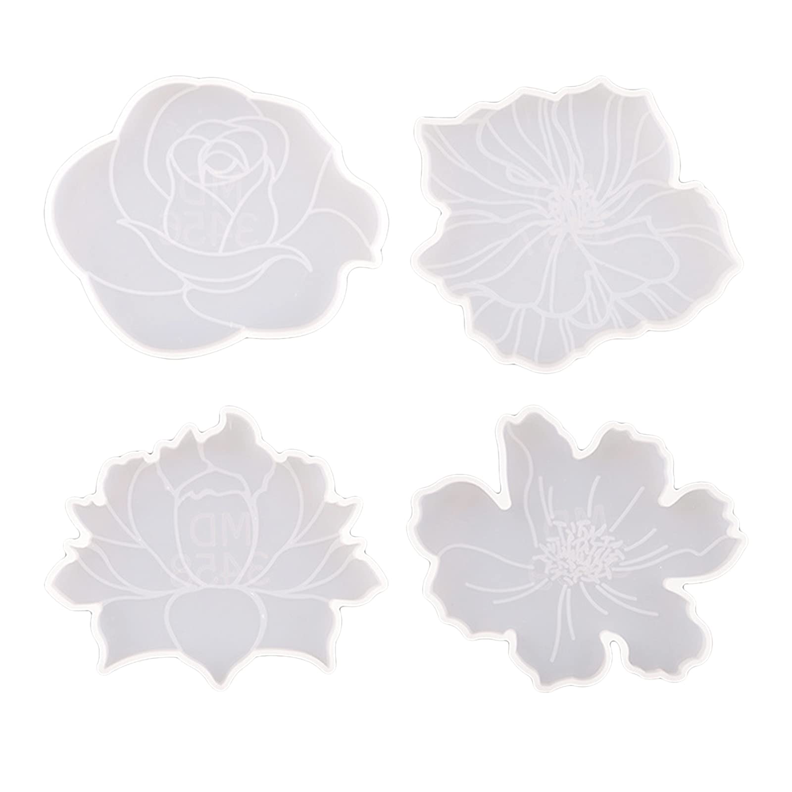 SM SunniMix 4 Pack Silicone Flower Coaster Molds for Epoxy Resin - DIY Agate Resin Coasters, Candle Holders & Cup Mats - Perfect for Home Decor, Wedding Favors, and Craft Projects