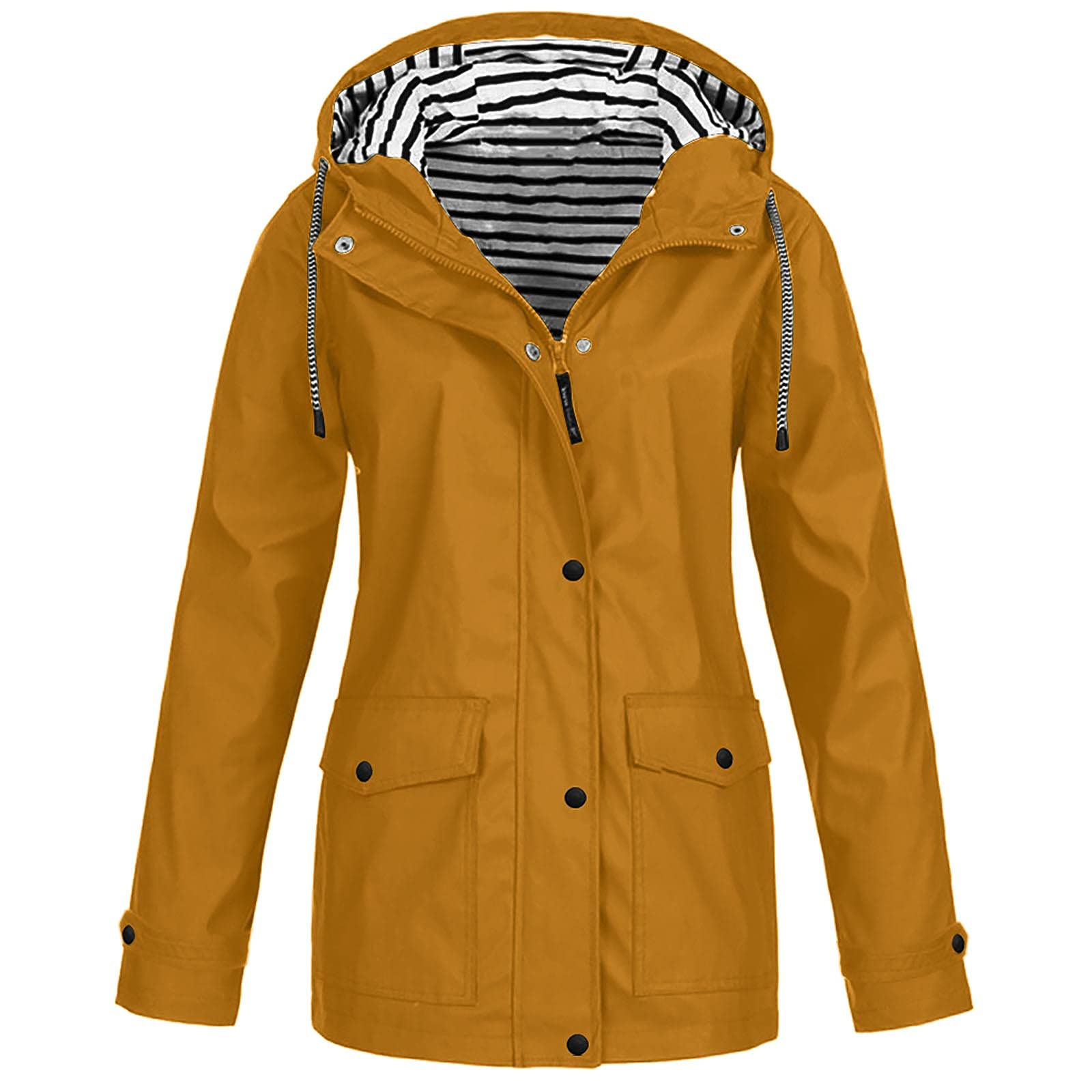 Waterproof Windproof Women's Hooded Rain Jacket - Solid Color Outdoor Raincoat for Hiking, Camping & Daily Commute