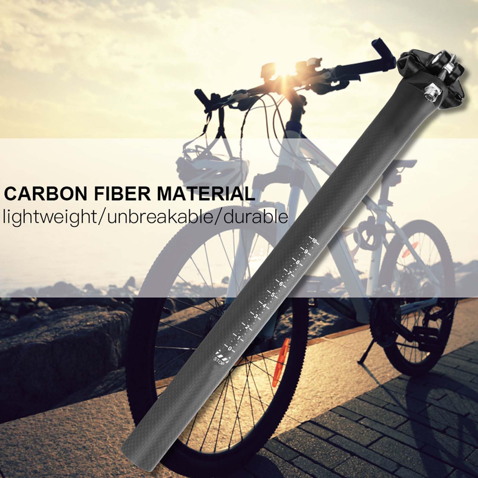 Lightweight Carbon Fiber Bike Seatpost - Shockproof Saddle Post for Road & Mountain Bikes | Perfect for Cycling, Commuting & Outdoor Adventures