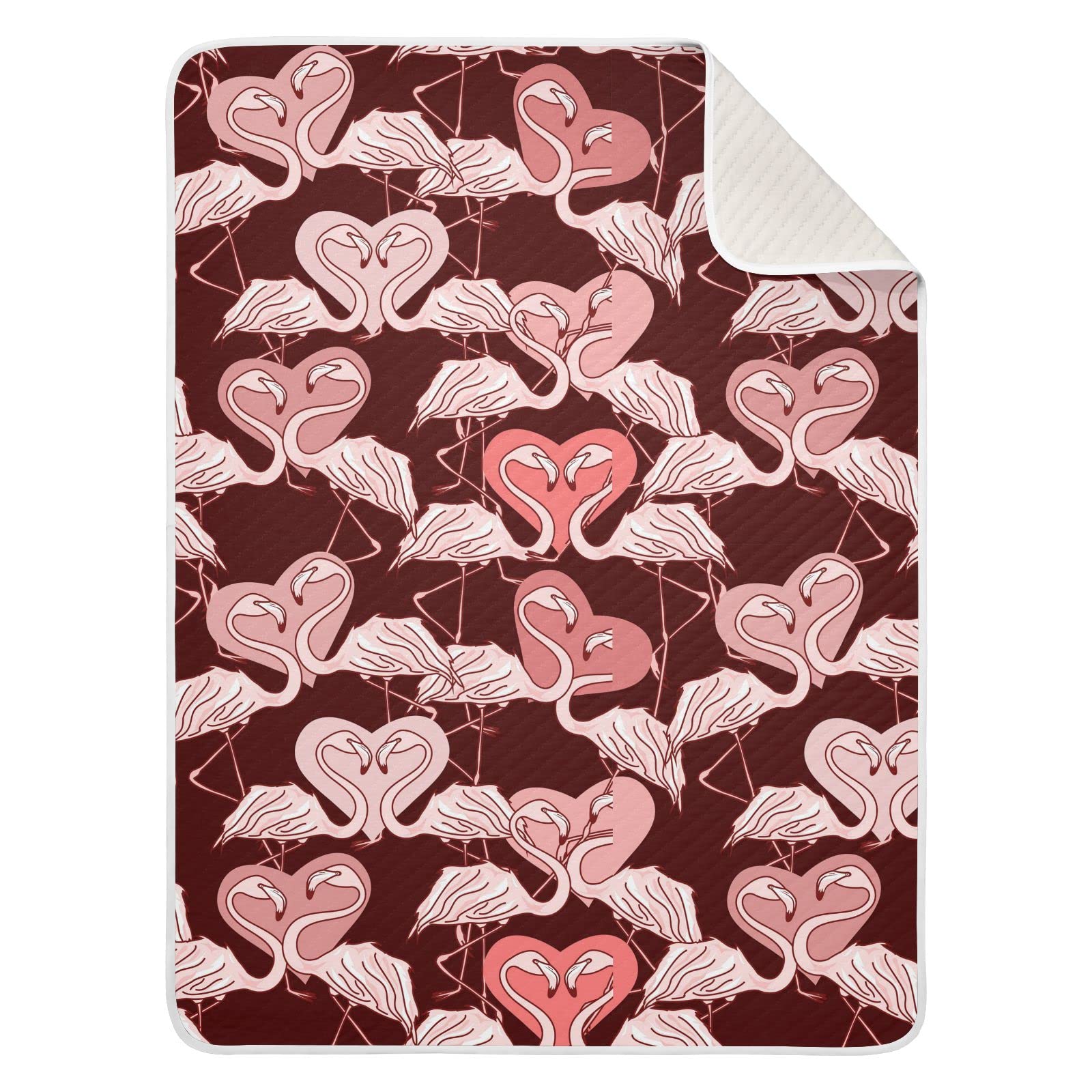 JIPONI Super Soft & Warm Baby Blanket - 30x40 Inch Flamingo Love Heart Design for Boys & Girls | Personalized Baby Shower Gift, Nursery Essential & Cozy Stroller Blanket