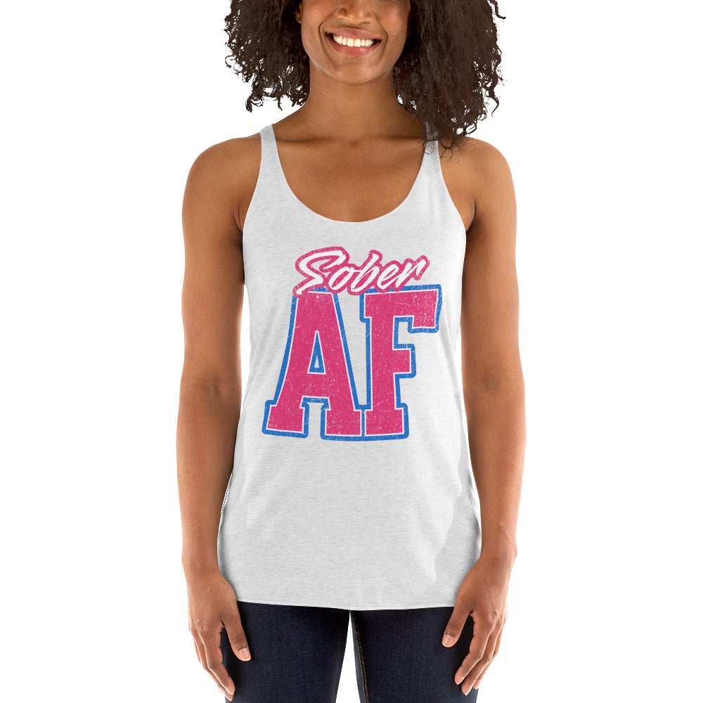 Sober AF Women's Racerback Tank Top - Comfortable Workout Shirt for Yoga, Running & Gym - Breathable Athletic Wear for Fitness & Casual Style