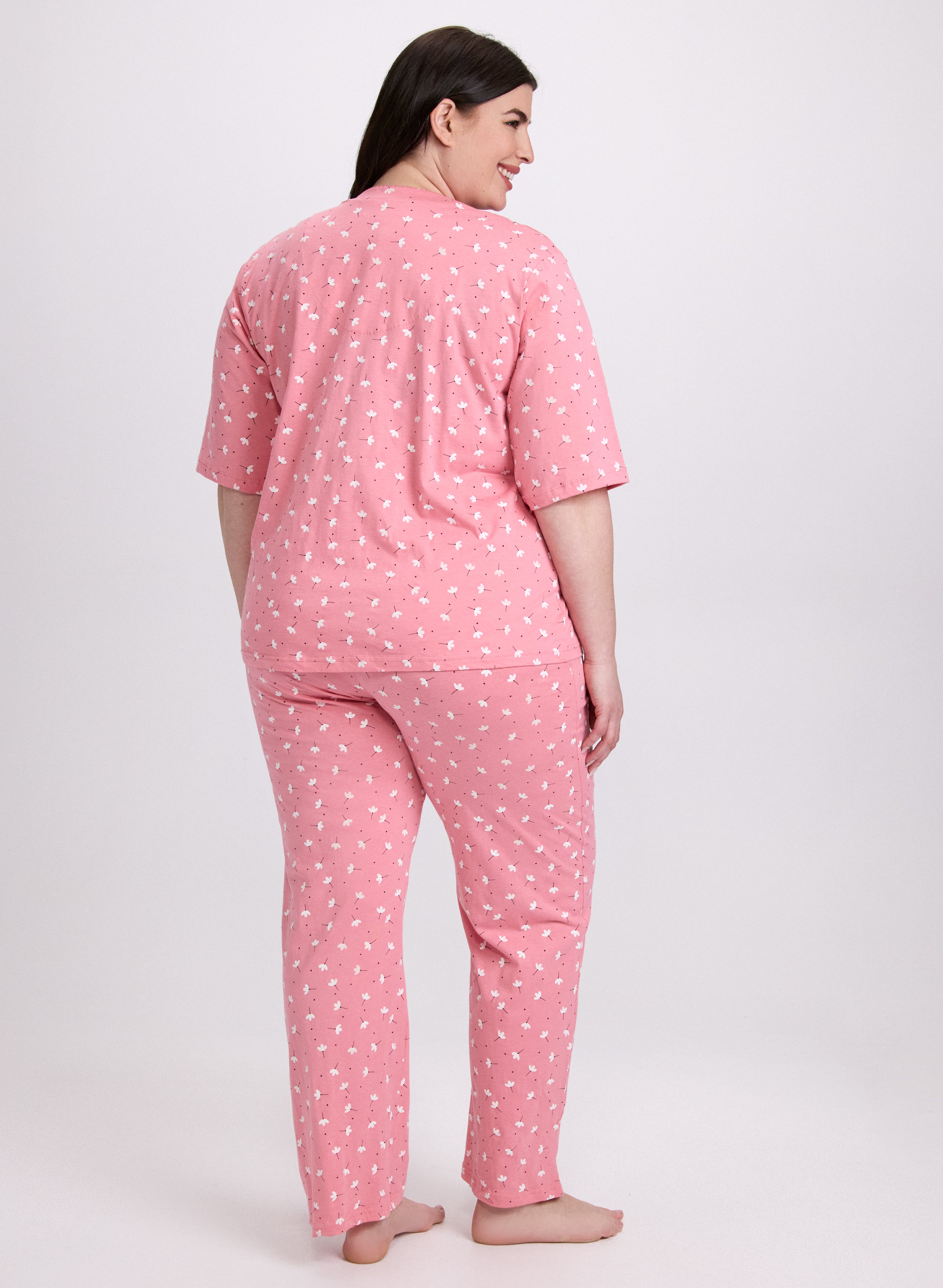 Floral Print Pajama Set for Women - Soft Cotton Sleepwear with Comfortable Fit - Perfect for Lounging, Sleeping & Relaxing at Home