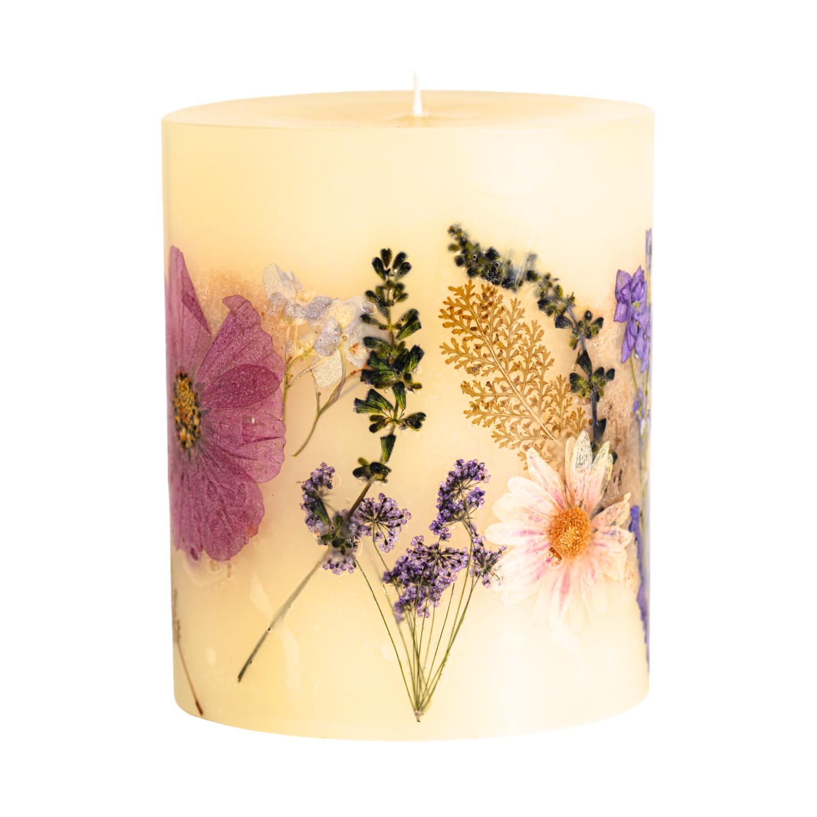Rosy Rings Round Botanical Candle Roman Lavender - Natural Aromatherapy Scented Candle, Long-Lasting Luxury Soy Wax Candle, Home Decor Gift Set for Relaxation, Meditation & Spa Night