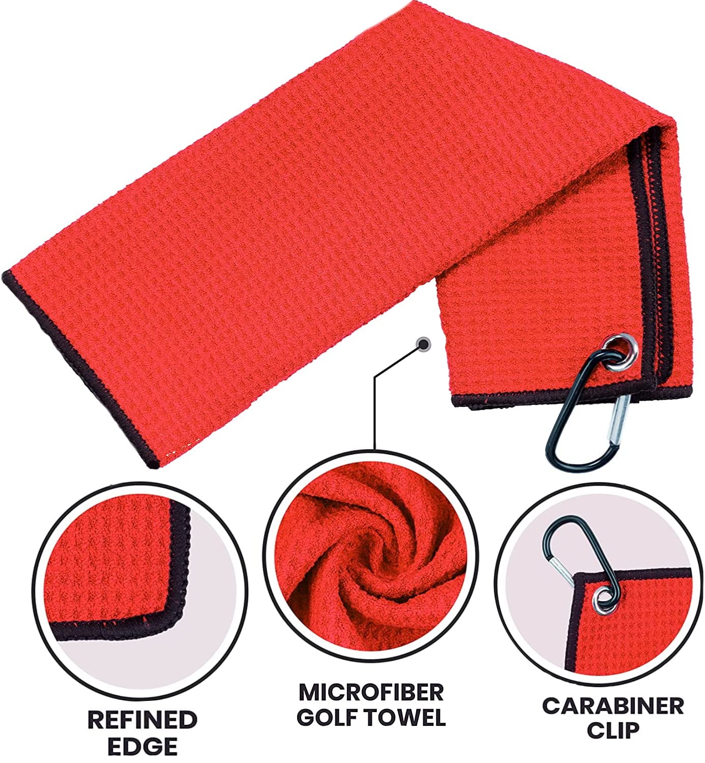 Premium Golf Towel Pack - 3 Pack Super Absorbent Microfiber Waffle Pattern Golf Towels with Club Brush, Groove Cleaner & Divot Tool | Perfect for Golf Course, Driving Range & Club Cleaning
