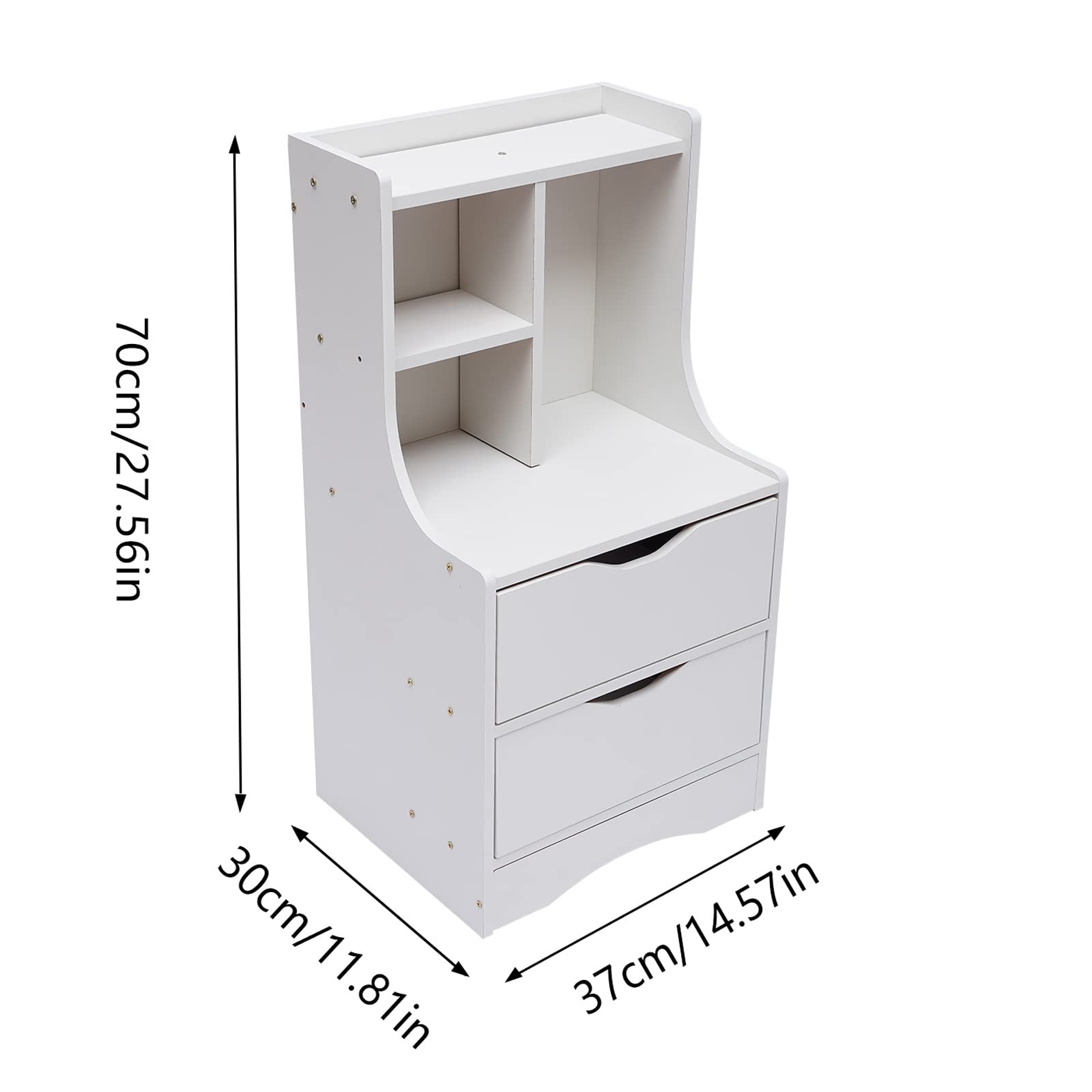 White Nightstand with 2 Drawers & Open Shelf - Solid Wood Bedside Table, Storage Cabinet for Bedroom - Perfect for Holding Lamps, Books & Alarm Clocks - Night Stand, Dresser, Night Table for Modern Home Decor