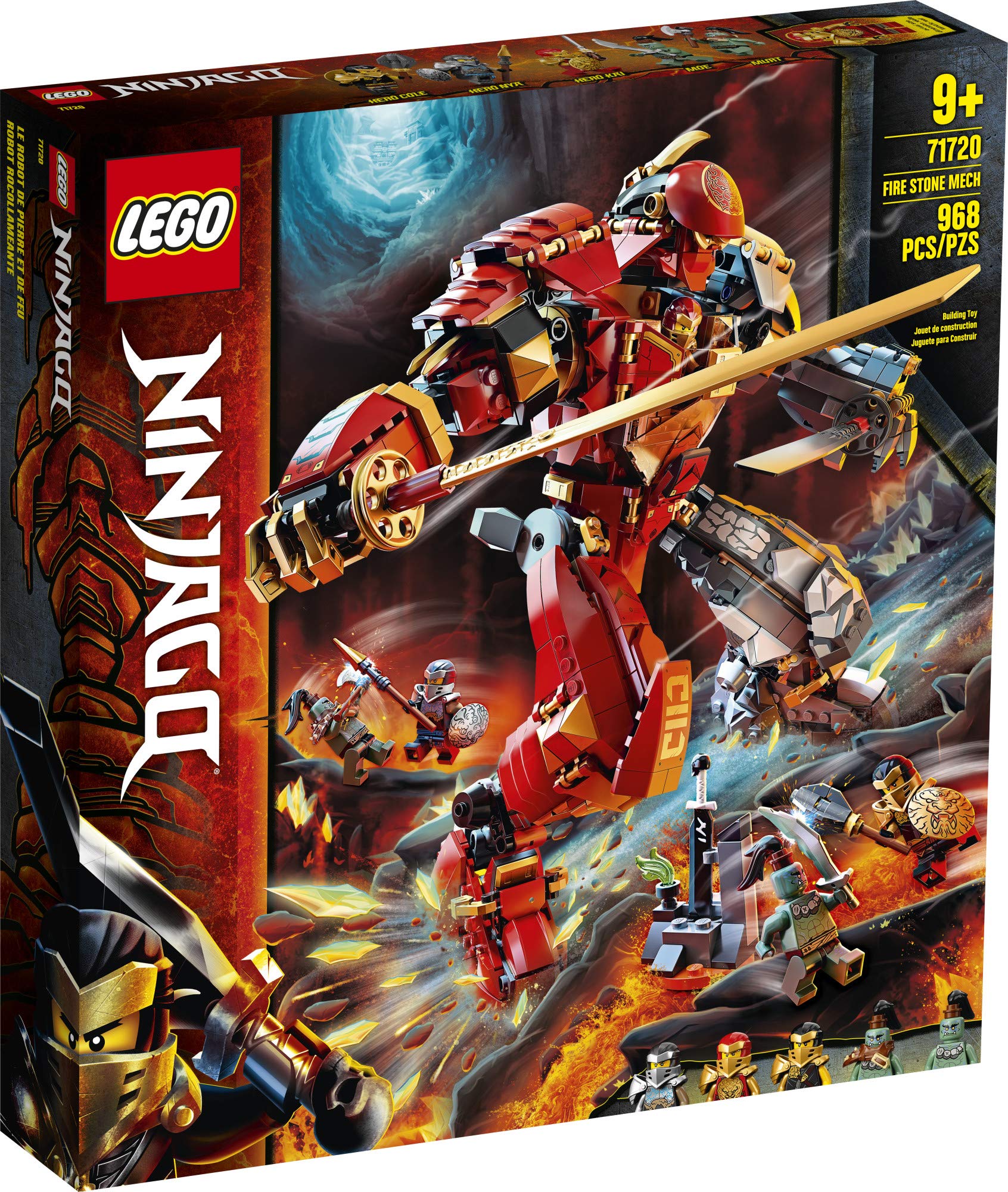 LEGO NINJAGO Fire Stone Mech 71720 Building Kit - 968-Piece Ninja Robot Toy with Jay Minifigure | Creative Play & STEM Learning for Kids Ages 8+ | Birthday Gift & Collectible for Action Figure Lovers