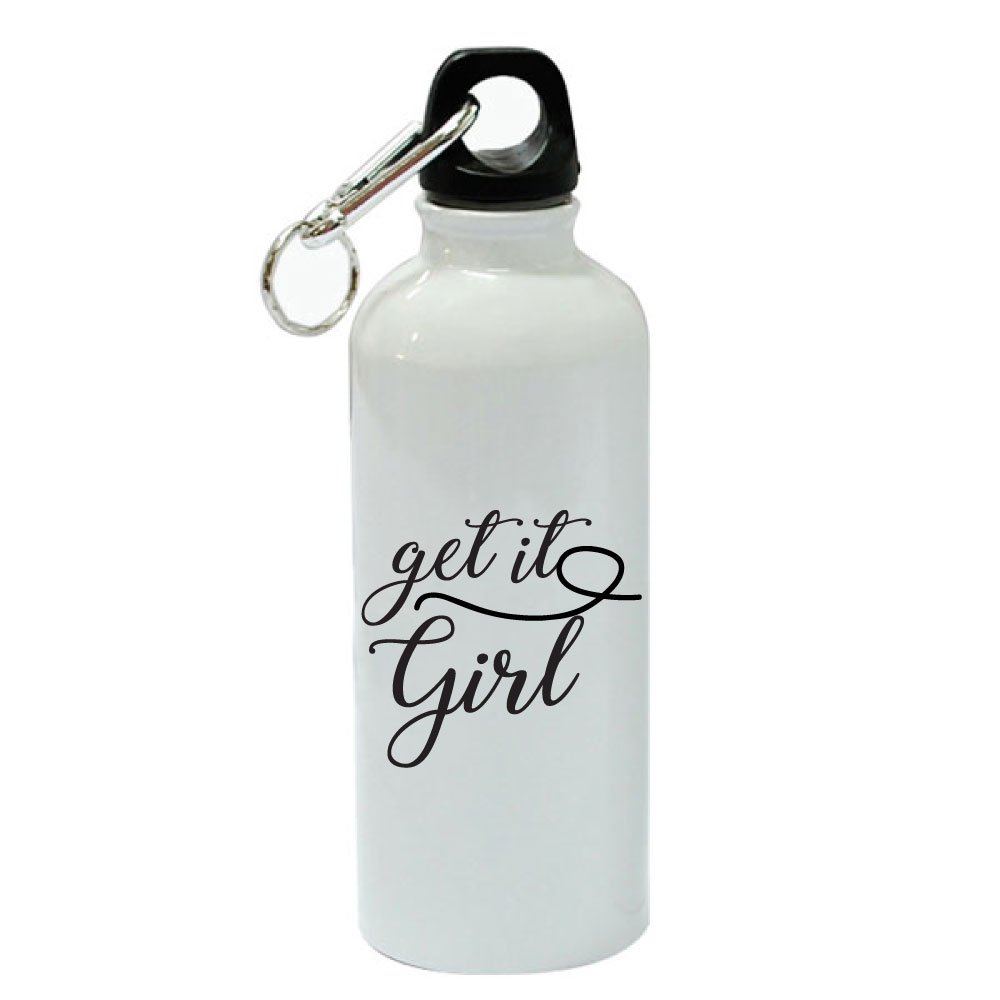 Get It Girl White Aluminum Sports 20 oz Water Bottle - Leak Proof & Insulated for Gym, Hiking & Workouts