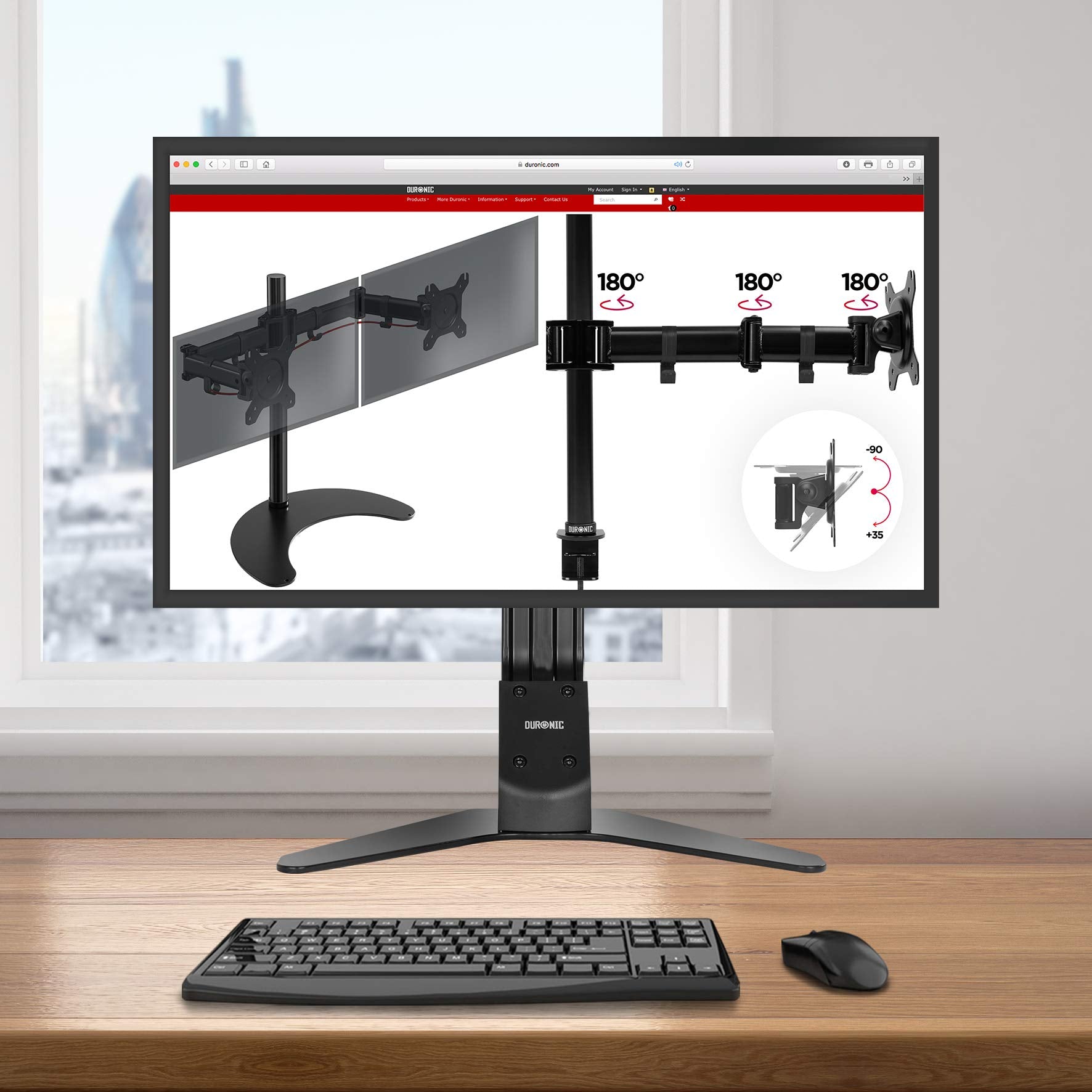 Duronic DM12D1 Single Monitor Arm Stand - Adjustable Height Ergonomic Desk Mount for 17-27 Inch Screens up to 8kg | VESA 75/100 Compatible | 360° Rotation & ±15° Tilt | Perfect for Home Office, Gaming & Workspace Setup