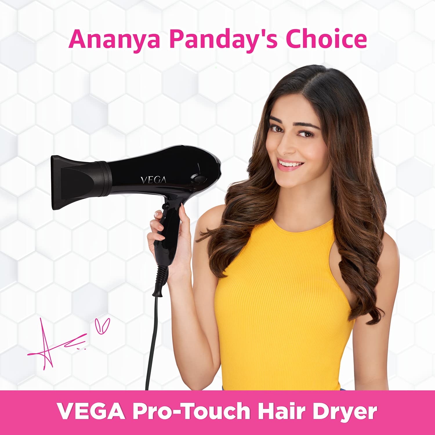 Vega Pro Touch 1800-2000W Professional Hair Dryer with 2 Nozzles, Ceramic Hair Straightener & 19mm Curling Iron - Salon Quality Styling Kit for Smooth, Shiny Hair at Home or Travel (Black)