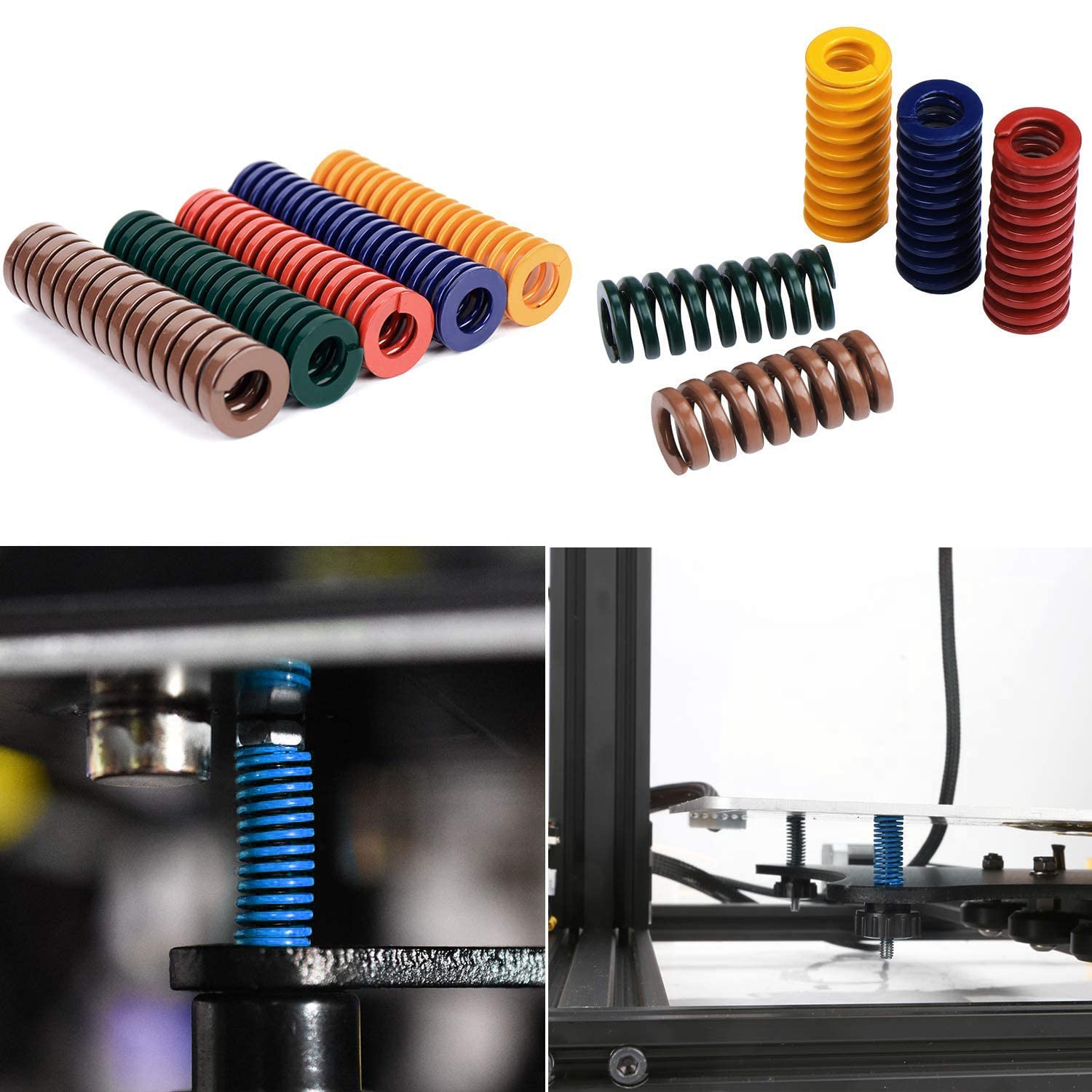MroMax 3D Printer Die Springs - 10mm OD 20mm Long Spring Steel Compression Springs for 3D Printer Bed Leveling (Blue, 5Pcs) - Perfect for Light Load Stamping, Mould Dies & 3D Printer Bottom Connection