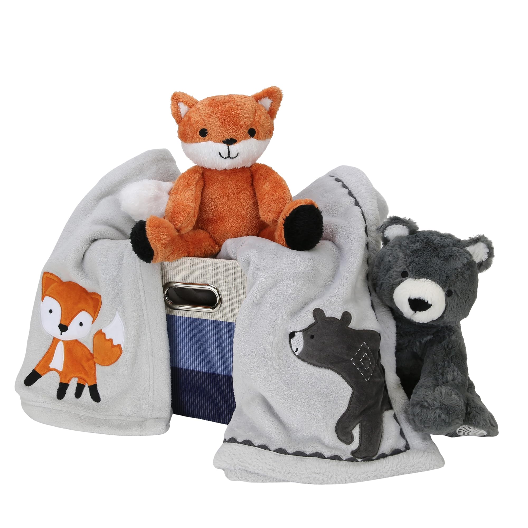 Lambs & Ivy Blue 5-Piece Baby Gift Basket Set - Newborn Welcome Home & Baby Shower Present - Perfect for Nursery Decor, Christening Gifts & First Birthday