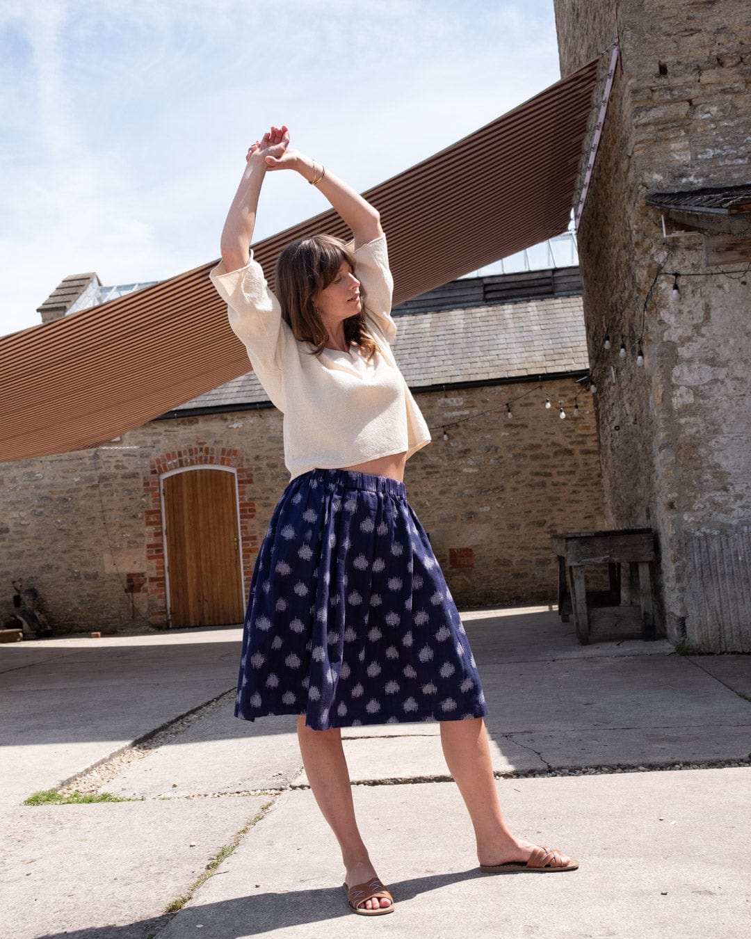 Jordan Women's Cotton Casual Skirt | Indigo Dot Print | Comfortable Summer Skirt for Women | Perfect for Beach, Vacation & Everyday Wear