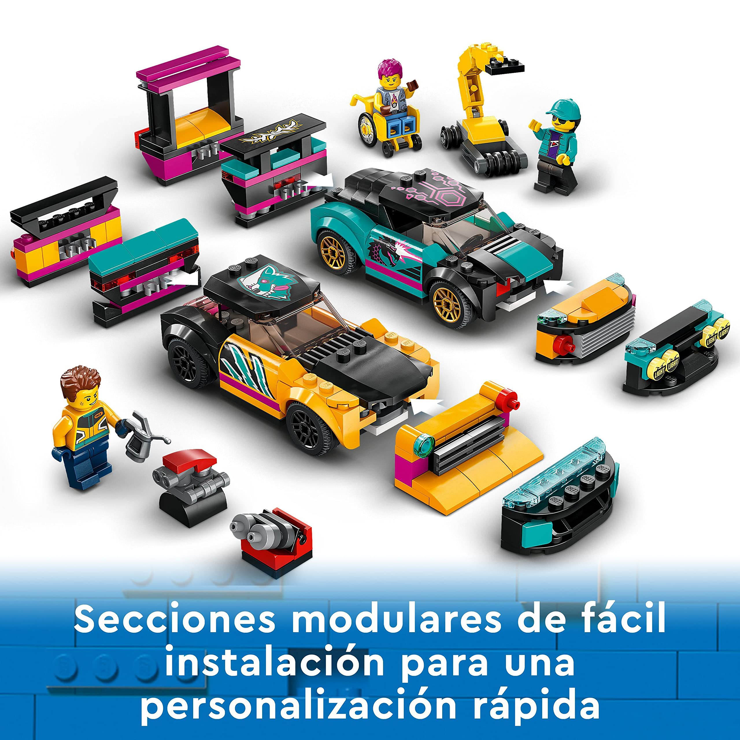LEGO 60389 City Tuning Mechanic Workshop with 2 Customizable Toy Cars, Building Set for Kids Ages 7+ - Perfect Gift for Young Builders & Car Enthusiasts | Creative Play & STEM Learning Toy