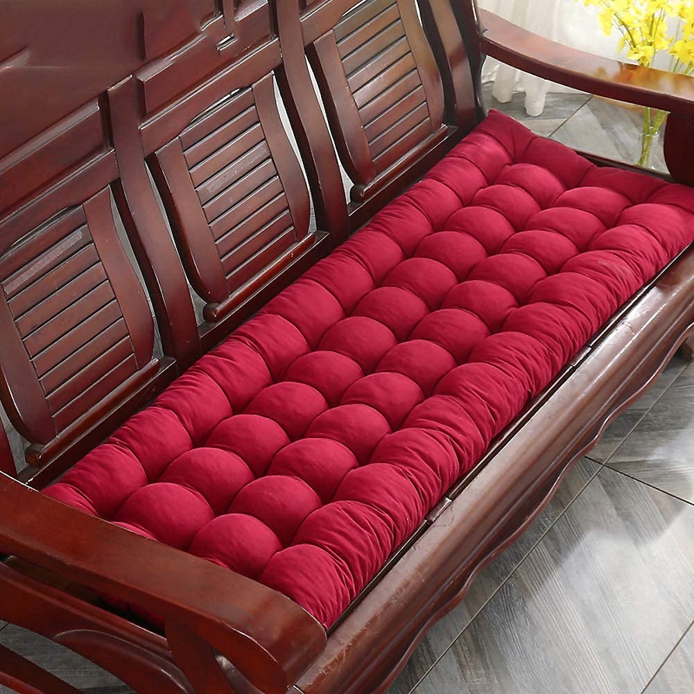 Super Soft Rocking Chair Cushion - Breathable Cotton Bench Pad 19x63 Inch - Thickened Wooden Swing Cushion for Indoor/Outdoor Use - Home, Porch, Garden & Patio Furniture Accessory (Red)