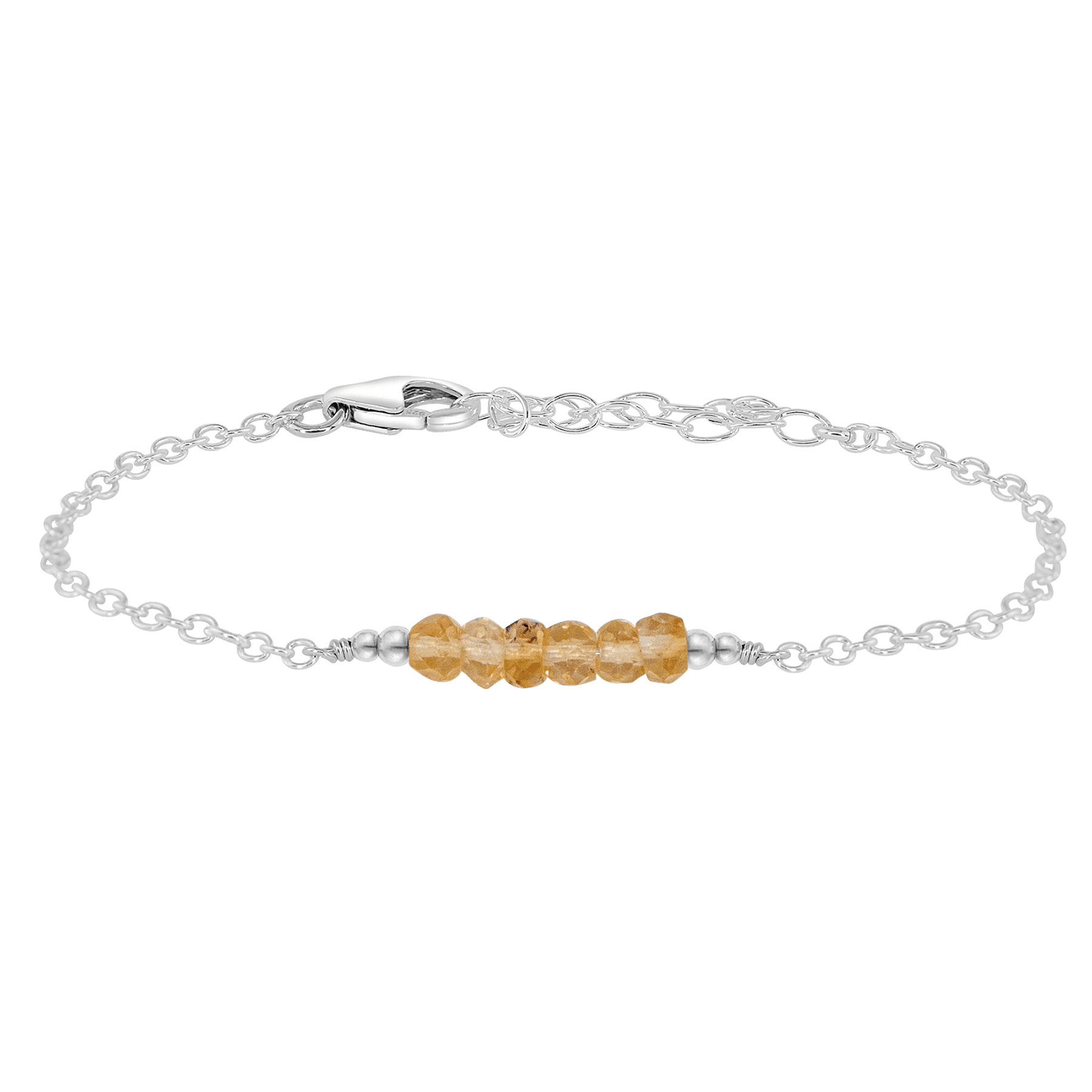 Sparkling Yellow Citrine Gemstone Faceted Bead Bar Bracelet for Women - Elegant Healing Crystal Jewelry for Everyday Wear, Meditation & Gifts