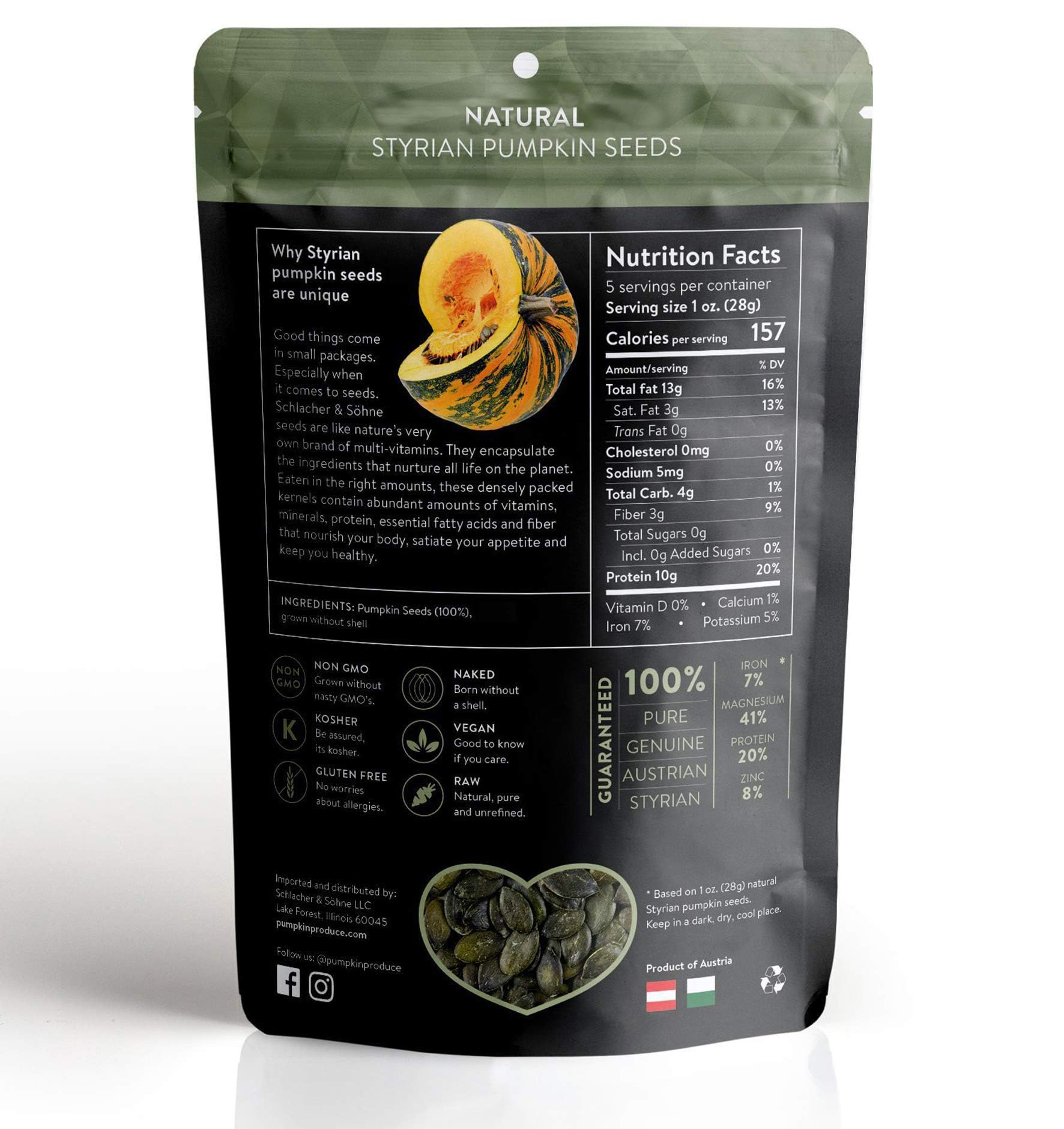 Premium Styrian Pumpkin Seeds by Schlacher & Söhne - 100% Pure, Raw & Unsalted | High-Protein Superfood Snack | Austria-Made Natural Pepitas (10-Pack) | Perfect for Salads, Baking & Healthy On-the-Go Snacking
