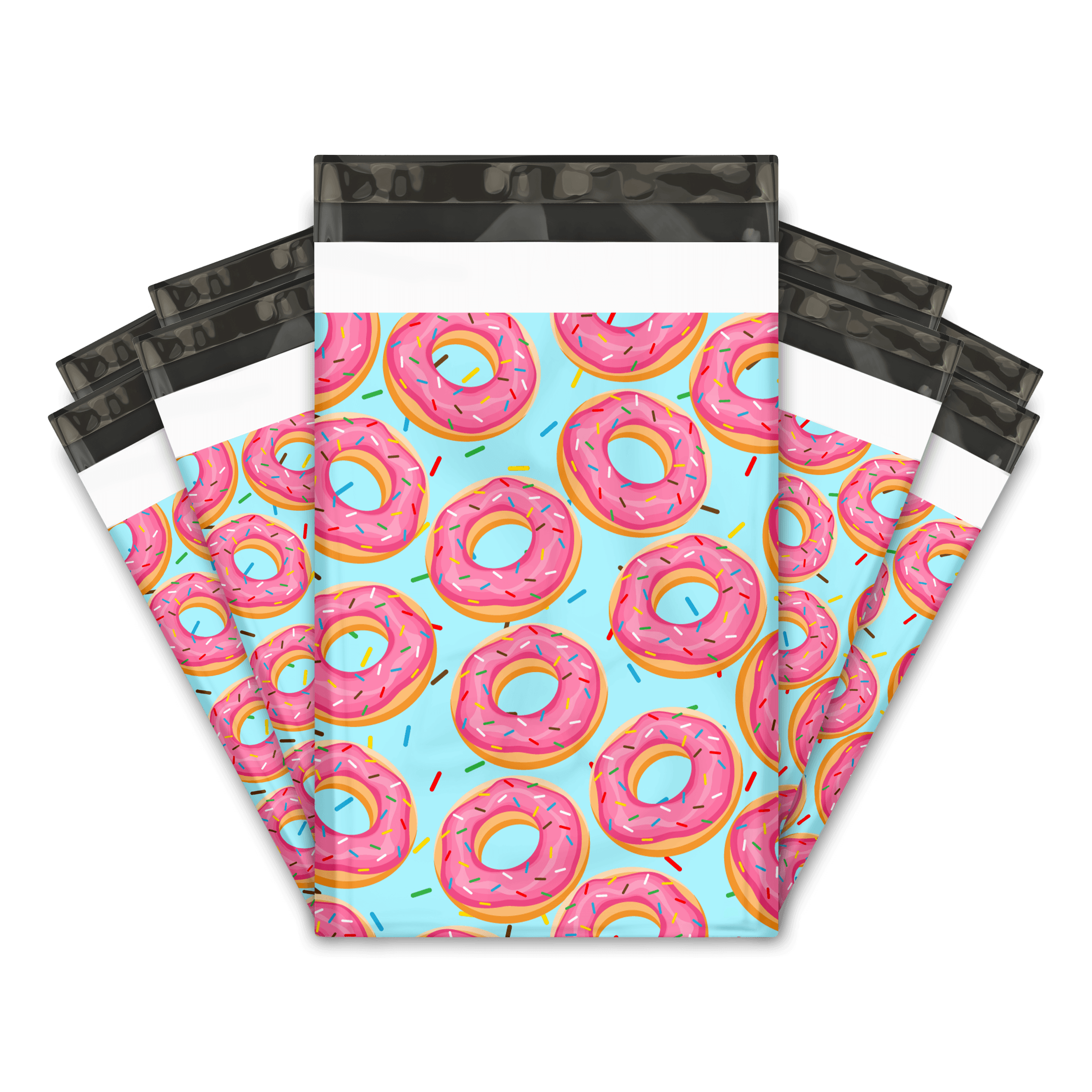6x9 Custom Printed Donut Design Poly Mailers - Waterproof Shipping Envelopes for Ecommerce | Perfect for Bakery, Candy & Sweet Shop Deliveries