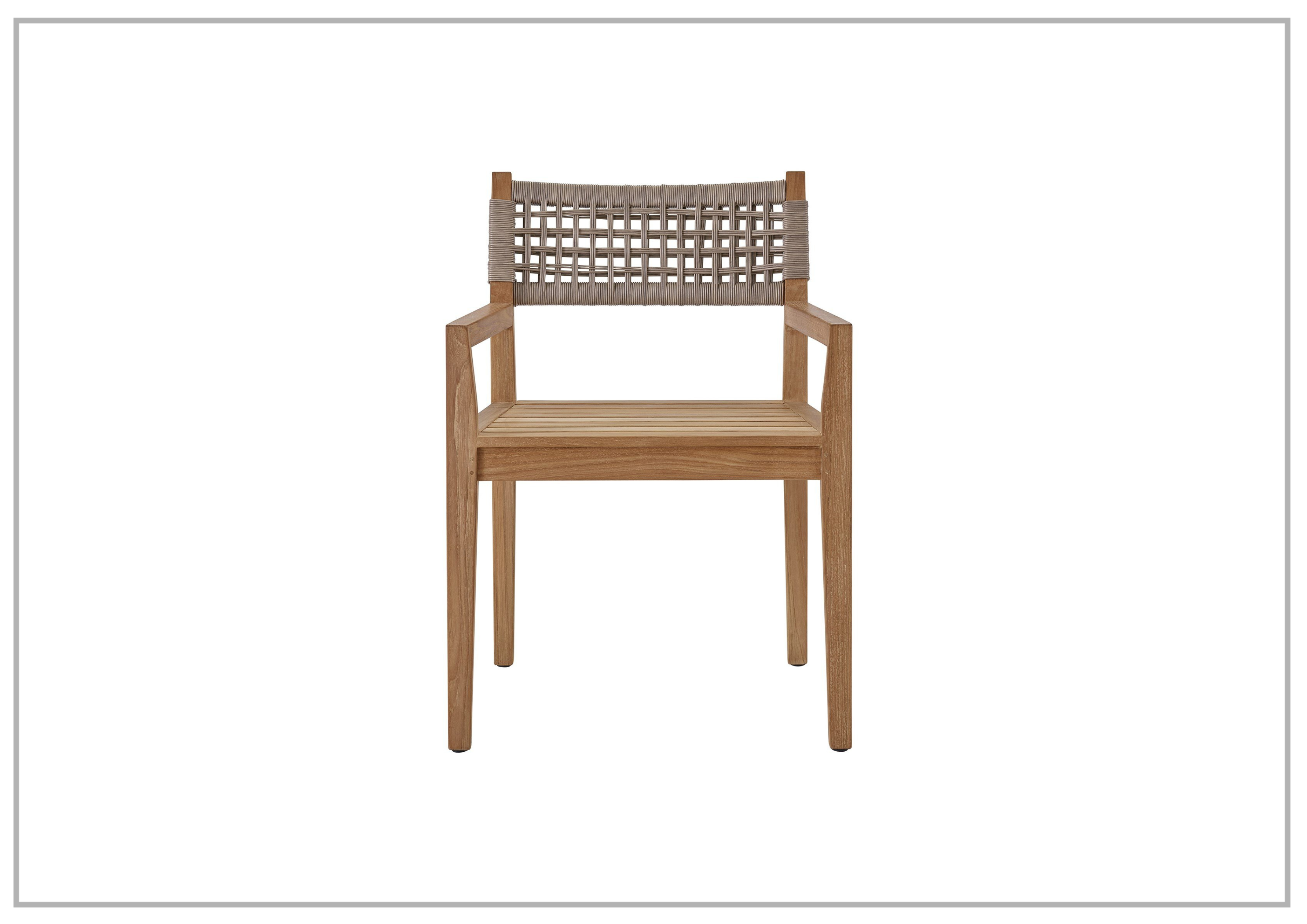Universal Chesapeake Beige Outdoor Wooden Arm Chair - Weather-Resistant Patio Furniture for Garden, Poolside & Deck Relaxation