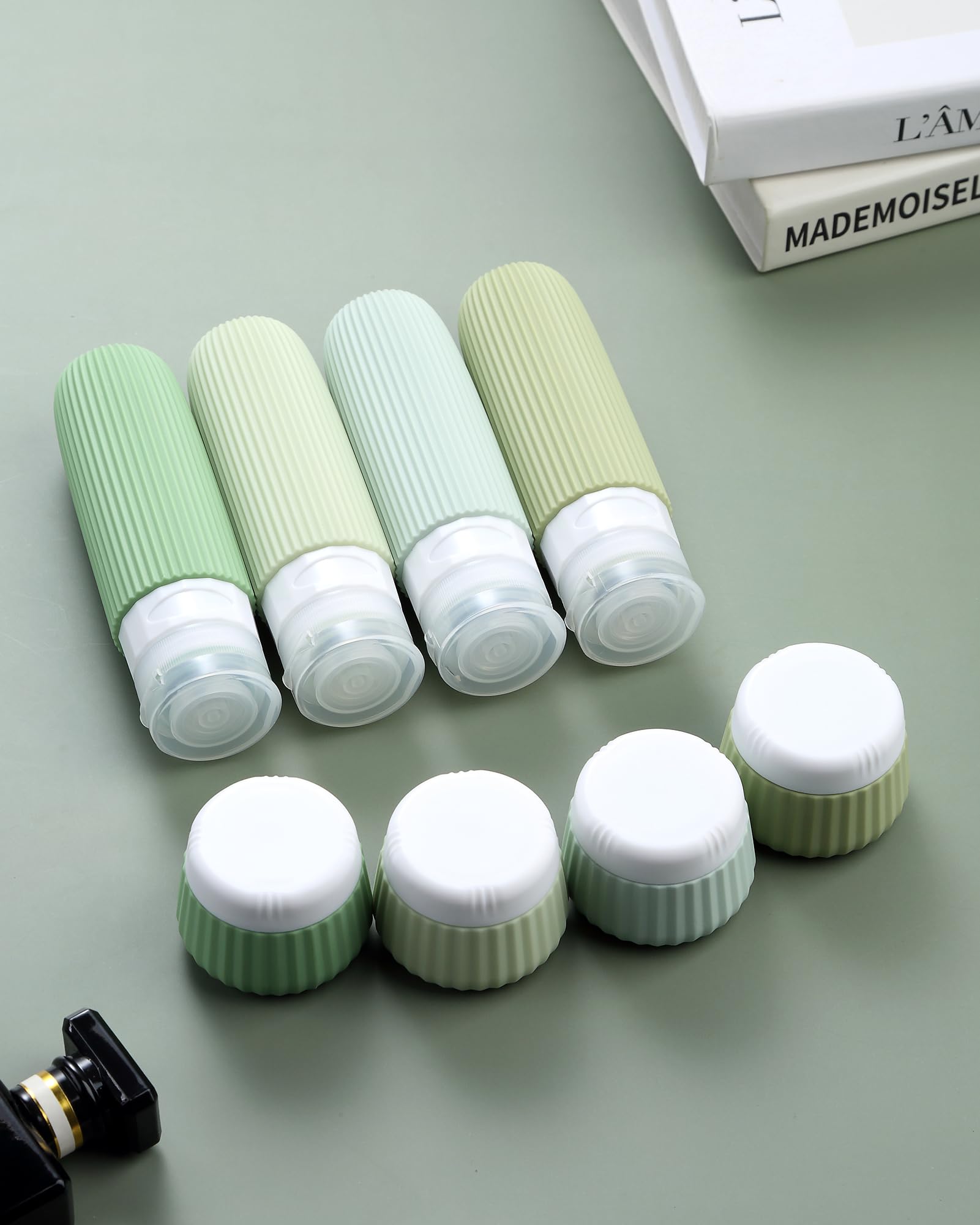 8 Pack TSA Approved Travel Bottles for Toiletries - 3oz Leak Proof Silicone Squeeze Bottles with Clear Bag | Perfect for Airplane Carry-On, Gym, Camping & Vacation Essentials