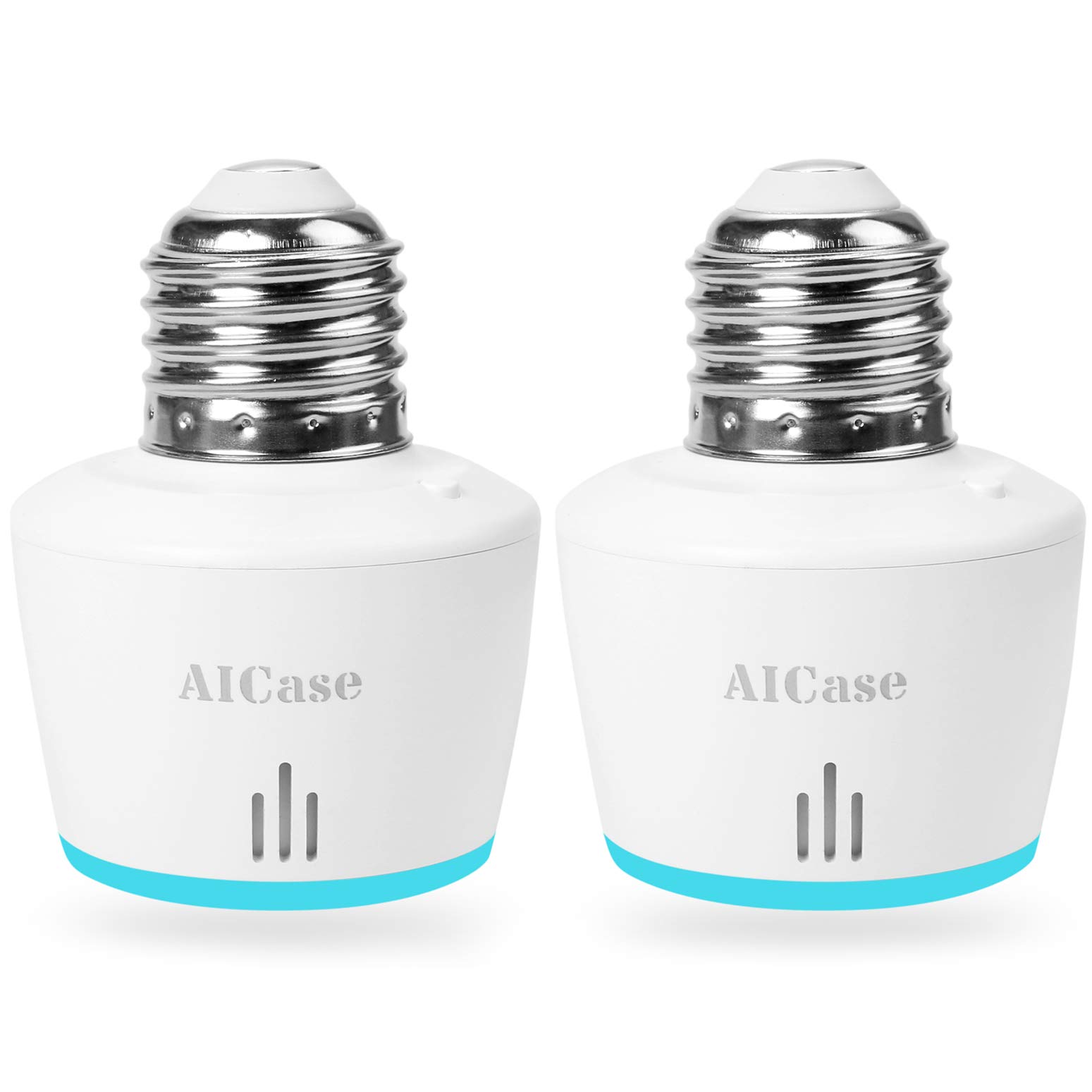 Smart WiFi E27/E26 Light Socket - 2 Pack, Wireless Remote Control Bulb Holder Compatible with Alexa & Google Home, White - Perfect for Smart Home Automation & Voice Control Lighting