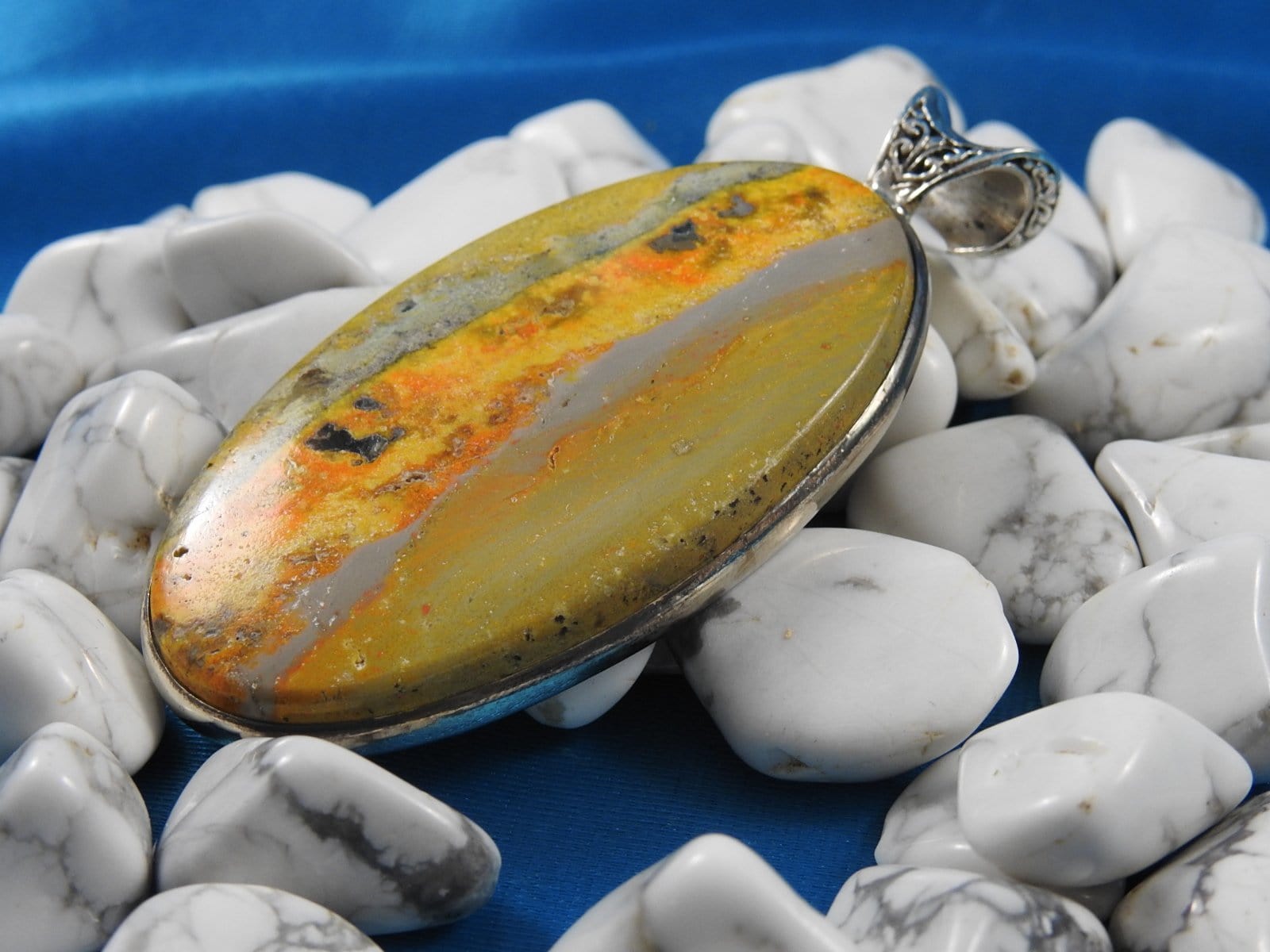 Bumblebee Jasper Sterling Silver Pendant Necklace - Natural Stone Jewelry for Women - Perfect for Everyday Wear & Spiritual Healing