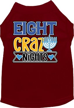 Eight Crazy Nights Screen Print Dog Shirt - Funny Christmas Pet Apparel in Multiple Colors - Perfect for Holiday Parties & Festive Pet Photos