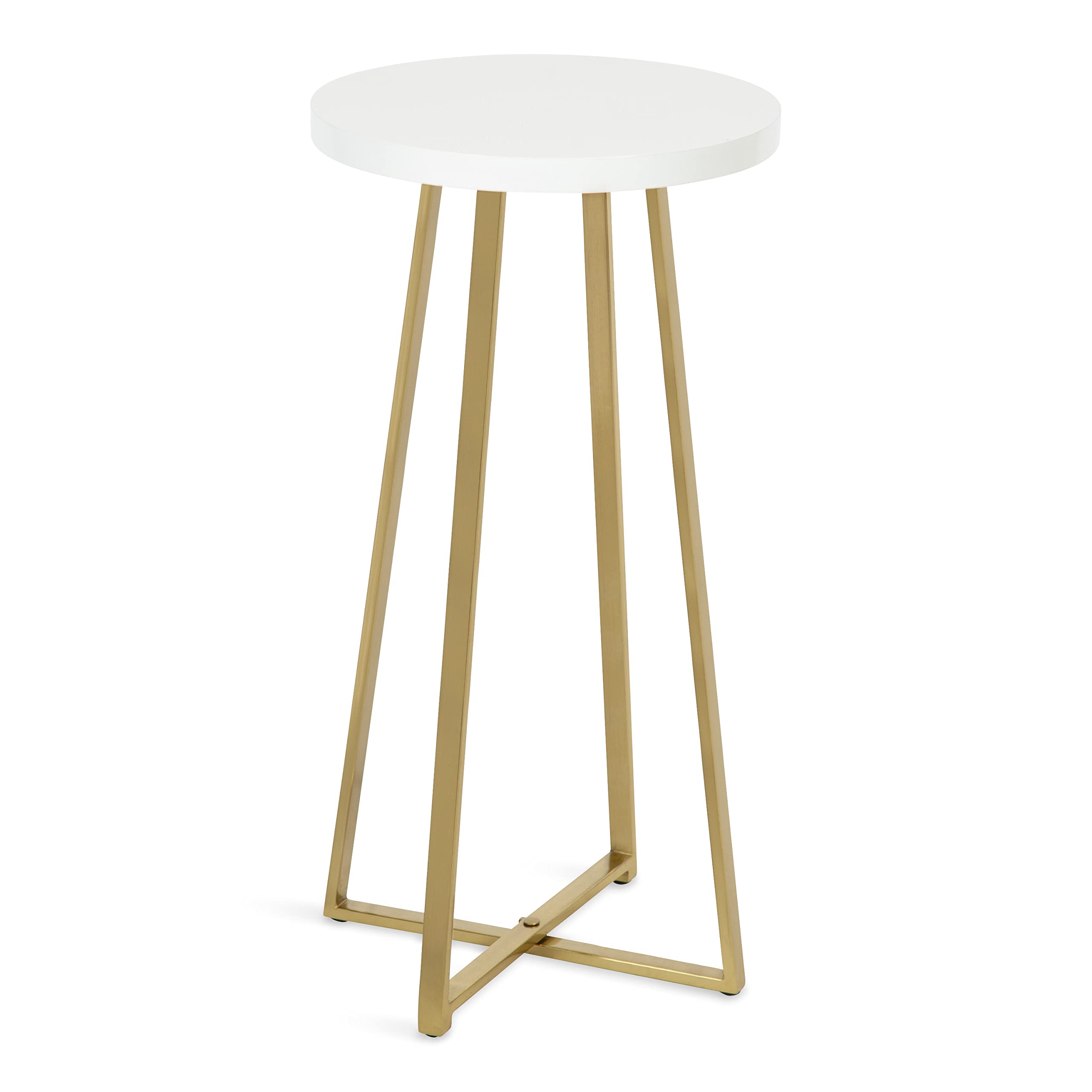 Kate and Laurel Zia Modern Counter Stool - 13x13x25 Inches, White & Gold Contemporary Kitchen Stool - Perfect for Breakfast Bars, Kitchen Islands & Small Spaces