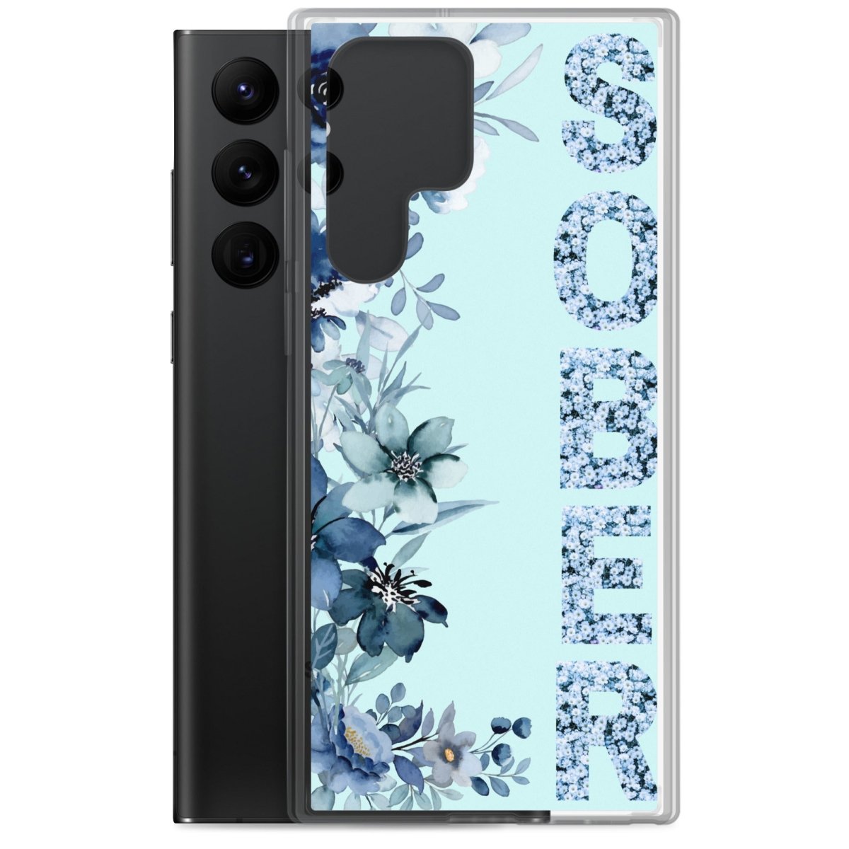 SOBER Blue Chinoiserie Samsung Phone Case - Clear Floral Design Protective Cover for Samsung Galaxy | Perfect for Everyday Use, Office & Travel