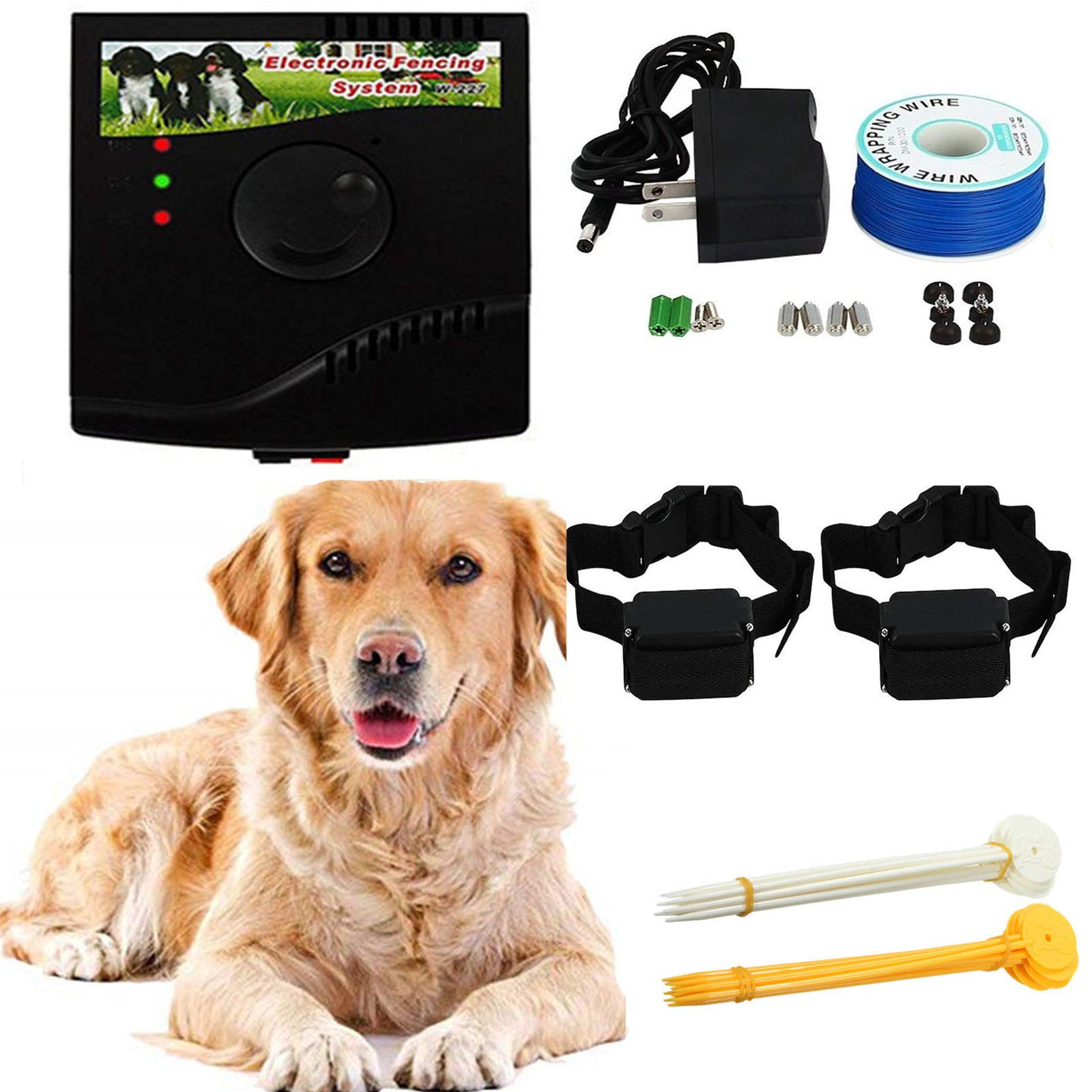 Electric Dog Fence System - Safe & Effective Above Ground & Underground Pet Containment for Small, Medium & Large Dogs | Rechargeable Waterproof Collar Receiver | Works for 2 Dogs | Perfect for Backyard, Farm & Outdoor Dog Training