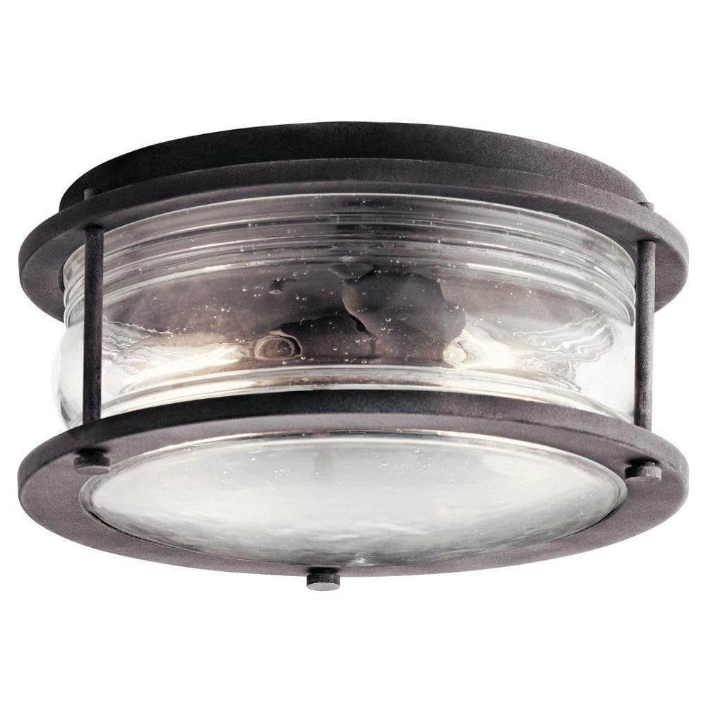 Kichler 49669WZC Modern Two-Light Outdoor Ceiling Fixture - Weatherproof Patio Lighting for Porch, Garage & Entryway