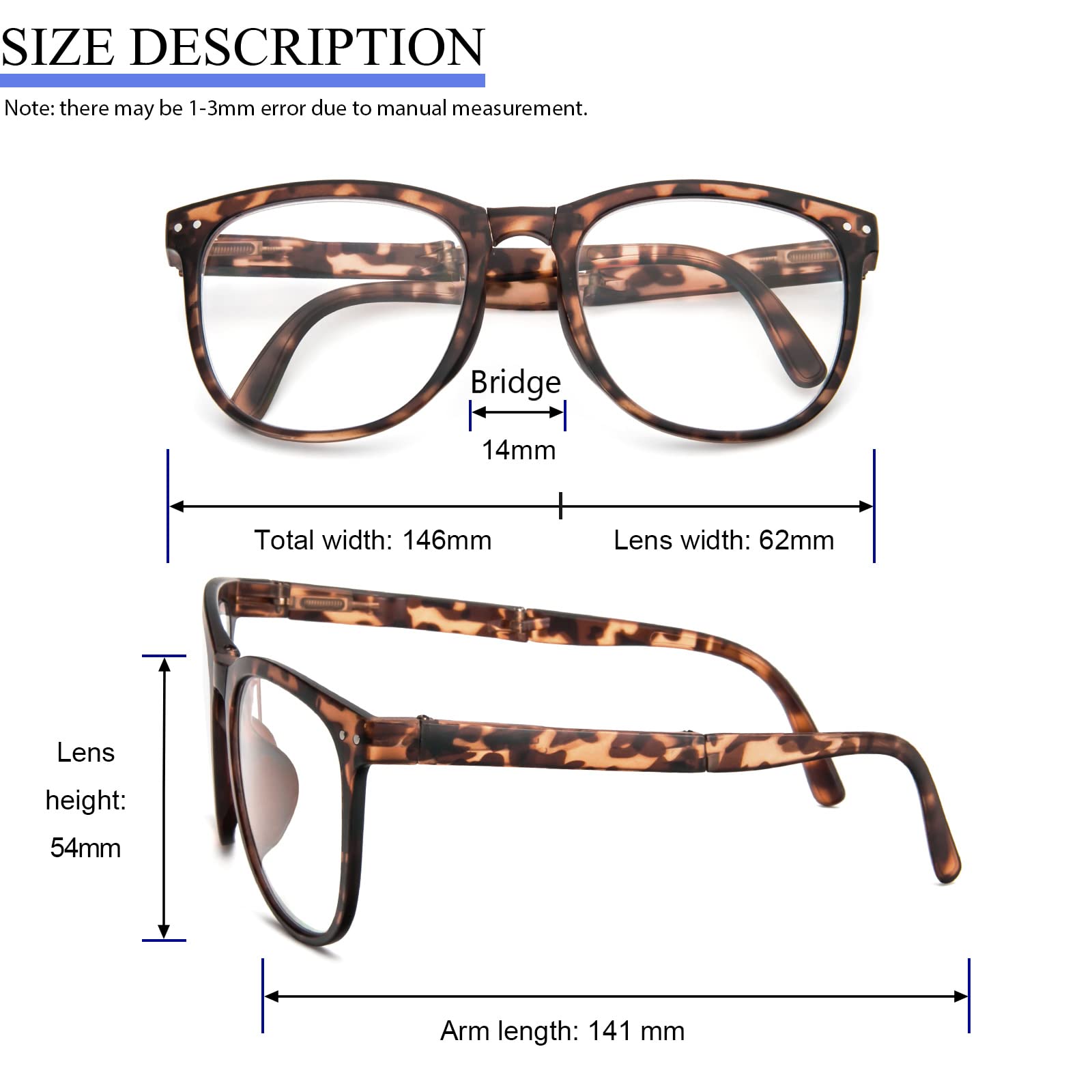 MMOWW Folding Portable Progressive Reading Glasses with Spring Hinges & Blue Light Blocking - Lightweight Computer Glasses for Men & Women - Perfect for Office Work, Gaming, and Digital Screen Use