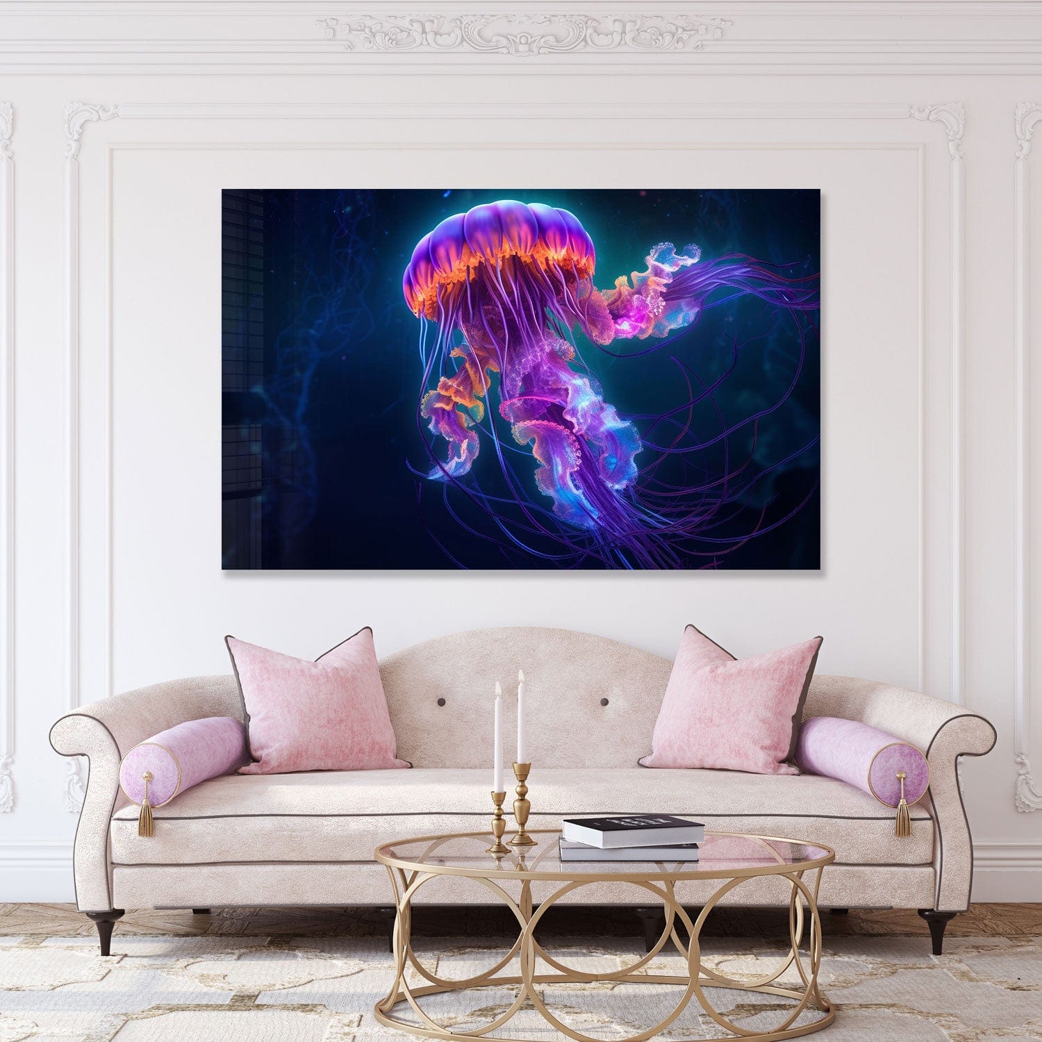 Jellyfish Tempered Glass Wall Art - Modern Ocean-Themed Decor for Living Room, Bedroom & Office