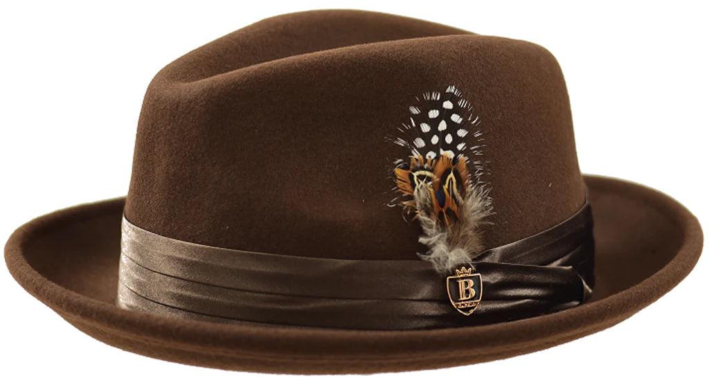 Stylish Brown Wool Felt Fedora Hat for Men & Women - Classic Vintage Dress Hat for Formal Occasions, Weddings, and Everyday Fashion