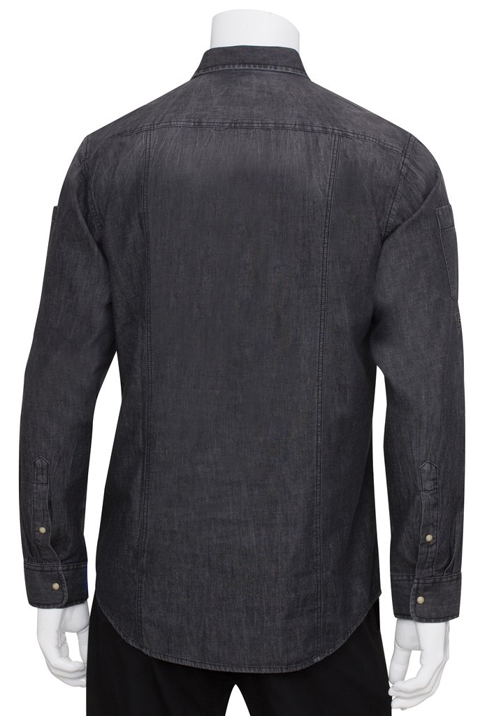 Chef Works Men's Denim Long Sleeve Work Shirt - Durable Kitchen & Restaurant Apparel for Chefs, Cooks & Food Service Professionals