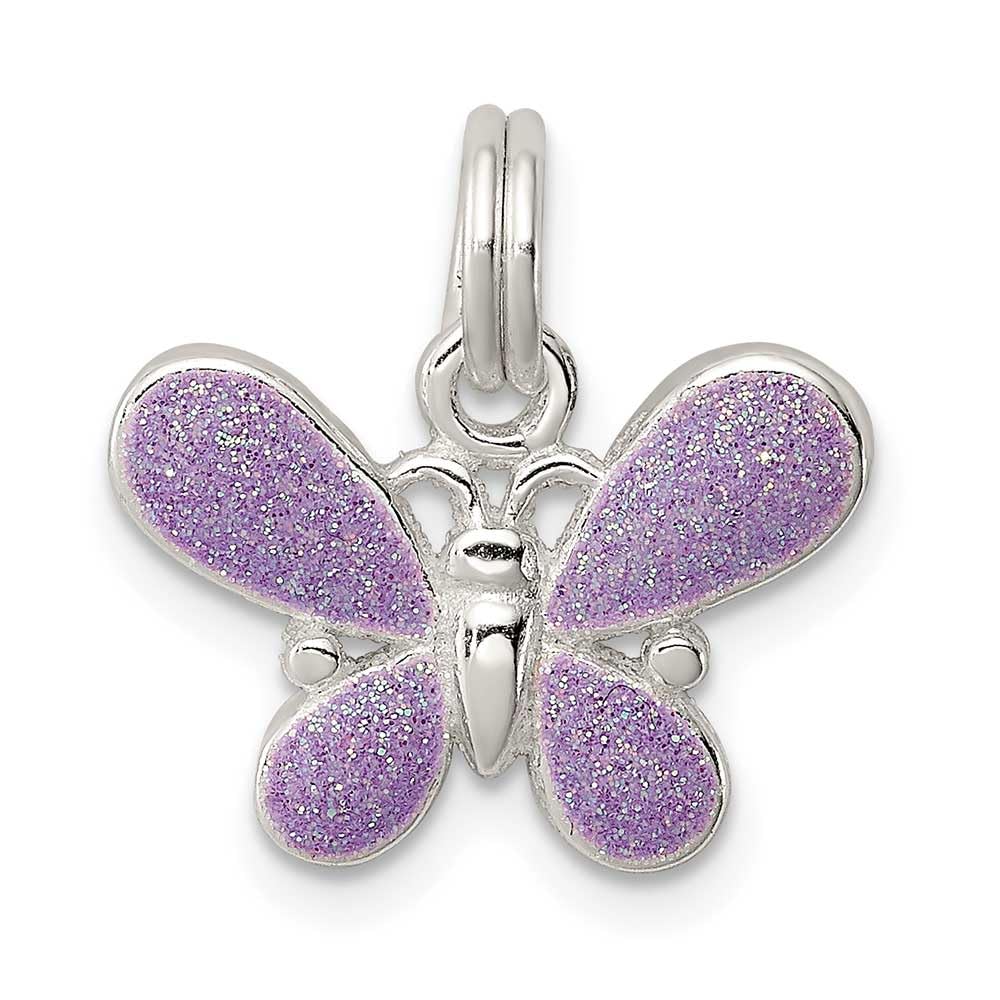 925 Sterling Silver Purple Enamel Butterfly Charm Pendant - Elegant Jewelry Gift for Women, Perfect for Necklaces & Bracelets