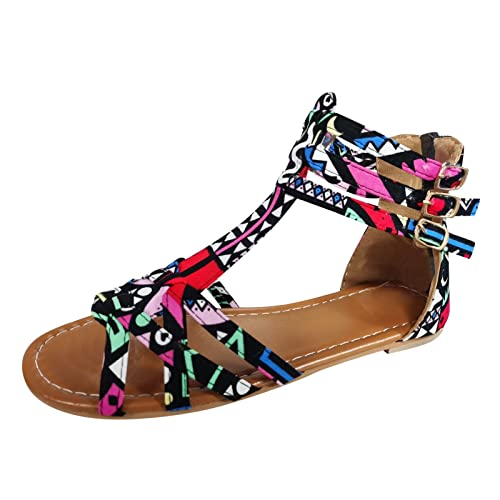 **MLAGJSS Women's Wide Width Gladiator Sandals – Lace-Up Ankle Strap Flip Flops with Diamond Accents | Perfect for Summer, Beach, and Casual Outings**