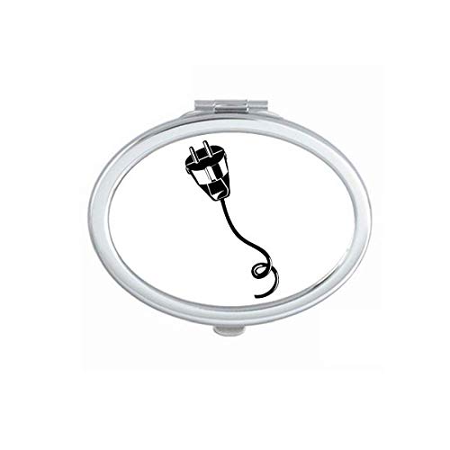 DIYthinker Black Pattern Mirror Portable Foldable Double-Sided Makeup Glasses with Charging Cable - Perfect for Travel, Home, and Office Use