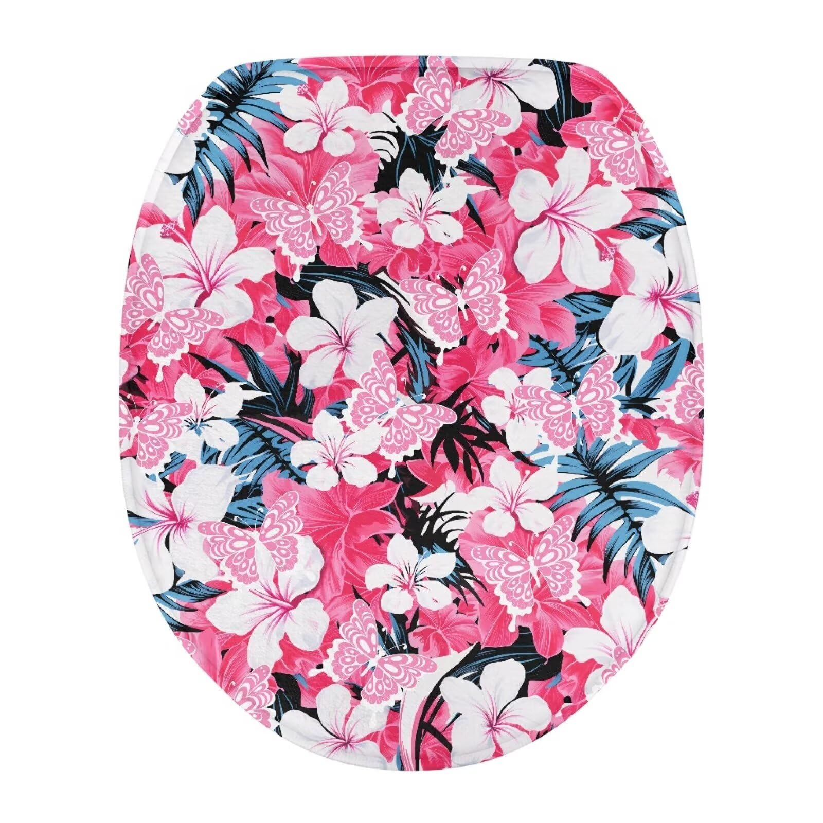Pink Butterfly Toilet Seat Cover - Washable & Reusable for Bathroom Decor