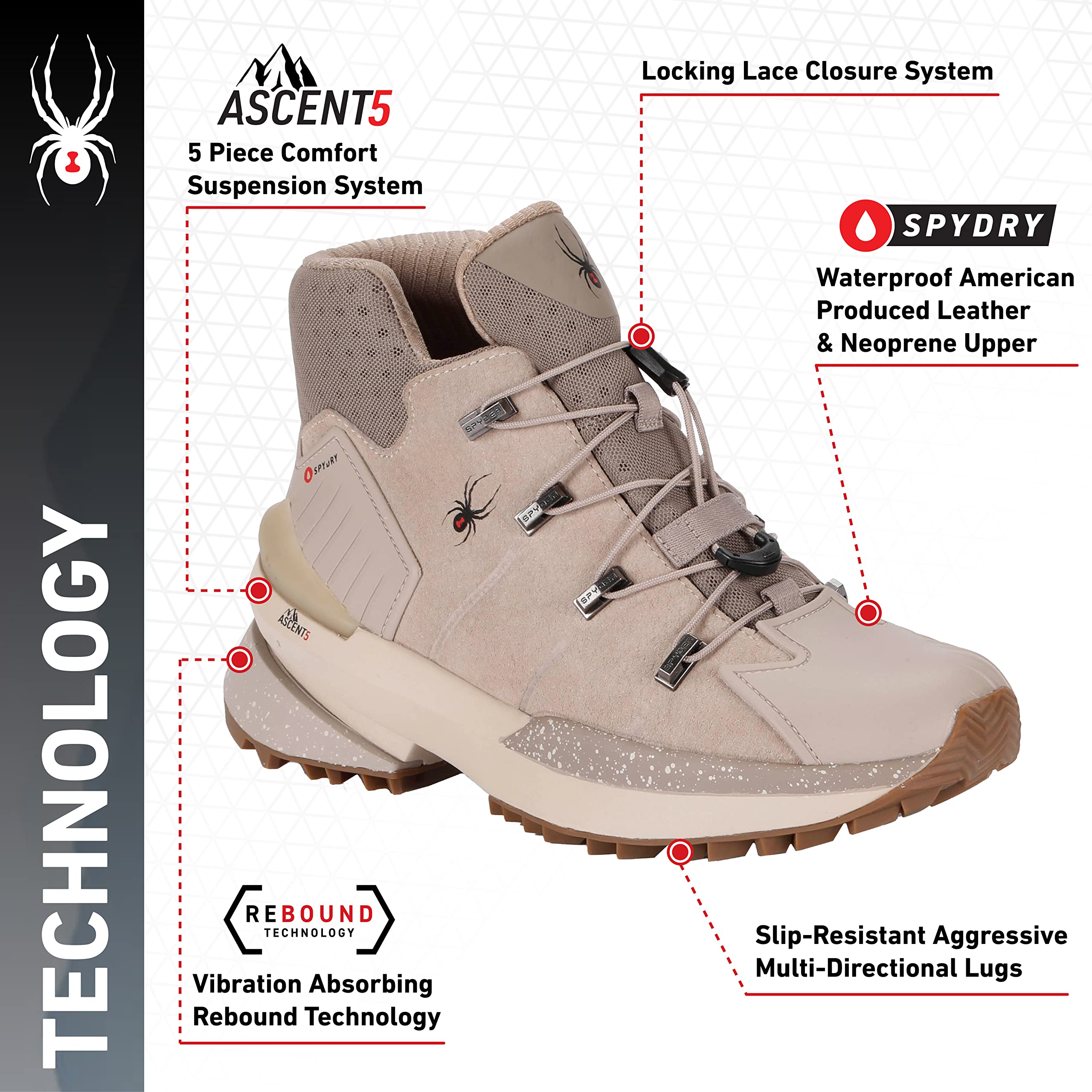 Spyder Women's Waterproof Hiking Shoes - Lightweight Trail Running Shoes for Outdoor Adventures, Camping & Backpacking