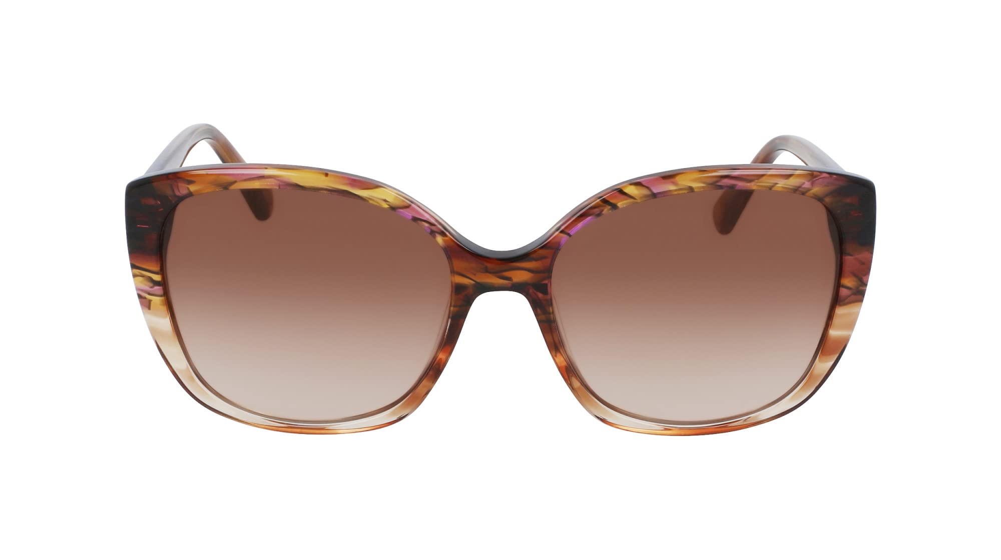 Anne Klein Women's Fashion Sunglasses AK7071 - Plum Animal Print with Brown Gradient Lens for Driving, Beach & Outdoor Activities
