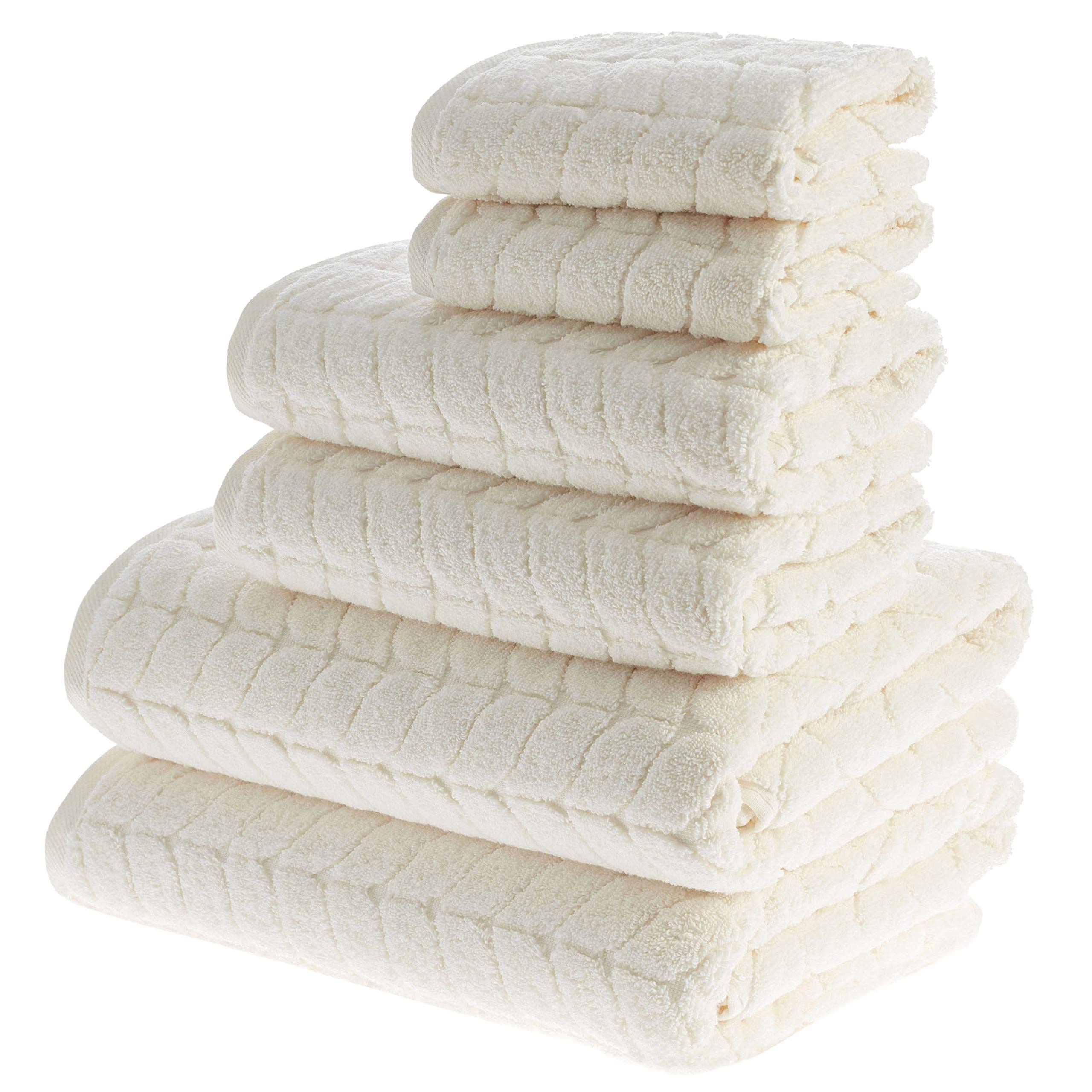 BAGNO MILANO Luxury Turkish Bath Towels Set - Ultra Soft Plush Jacquard, Quick Dry & Absorbent, 4-Piece Hand Towel Set in Cream | Perfect for Spa, Bathroom, and Guest Use