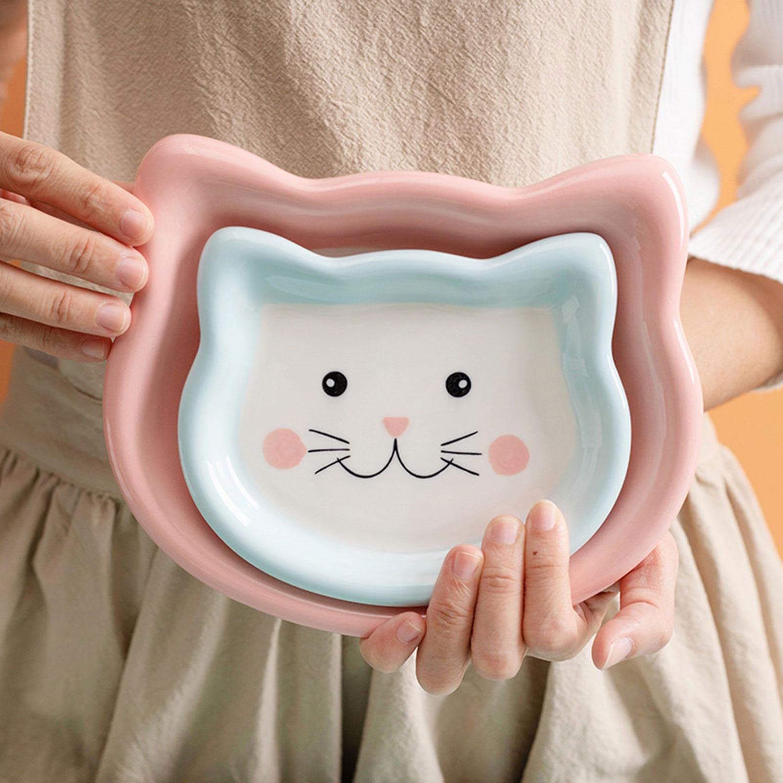 Premium Ceramic Cat Bowl - Small Pet Feeding Dish for Cats, Dogs, Chinchillas | Durable Blue Pet Food Bowl | Perfect for Wet/Dry Food & Water | Ideal for Home, Travel & Vet Visits