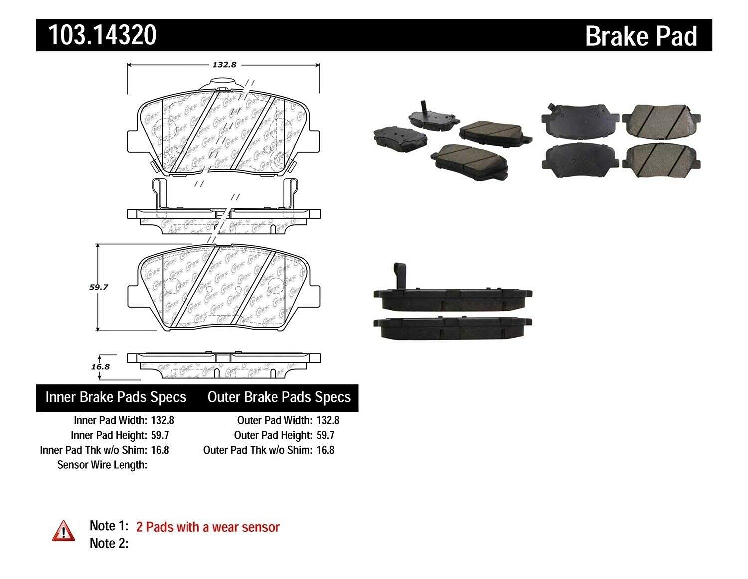 High-Performance Ceramic Brake Pads with Shims - 103.14320 | Premium Friction Material for Smooth & Quiet Stops | Perfect for Daily Commuting, City Driving & Highway Use