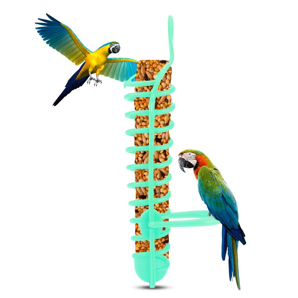 Plastic Bird Feeder Basket - Durable Parrot Food Container for Fruits, Vegetables & Millet - Green Pet Bird Feeding Perch Stand Holder - Perfect for Cage Accessories & Aviary Enrichment