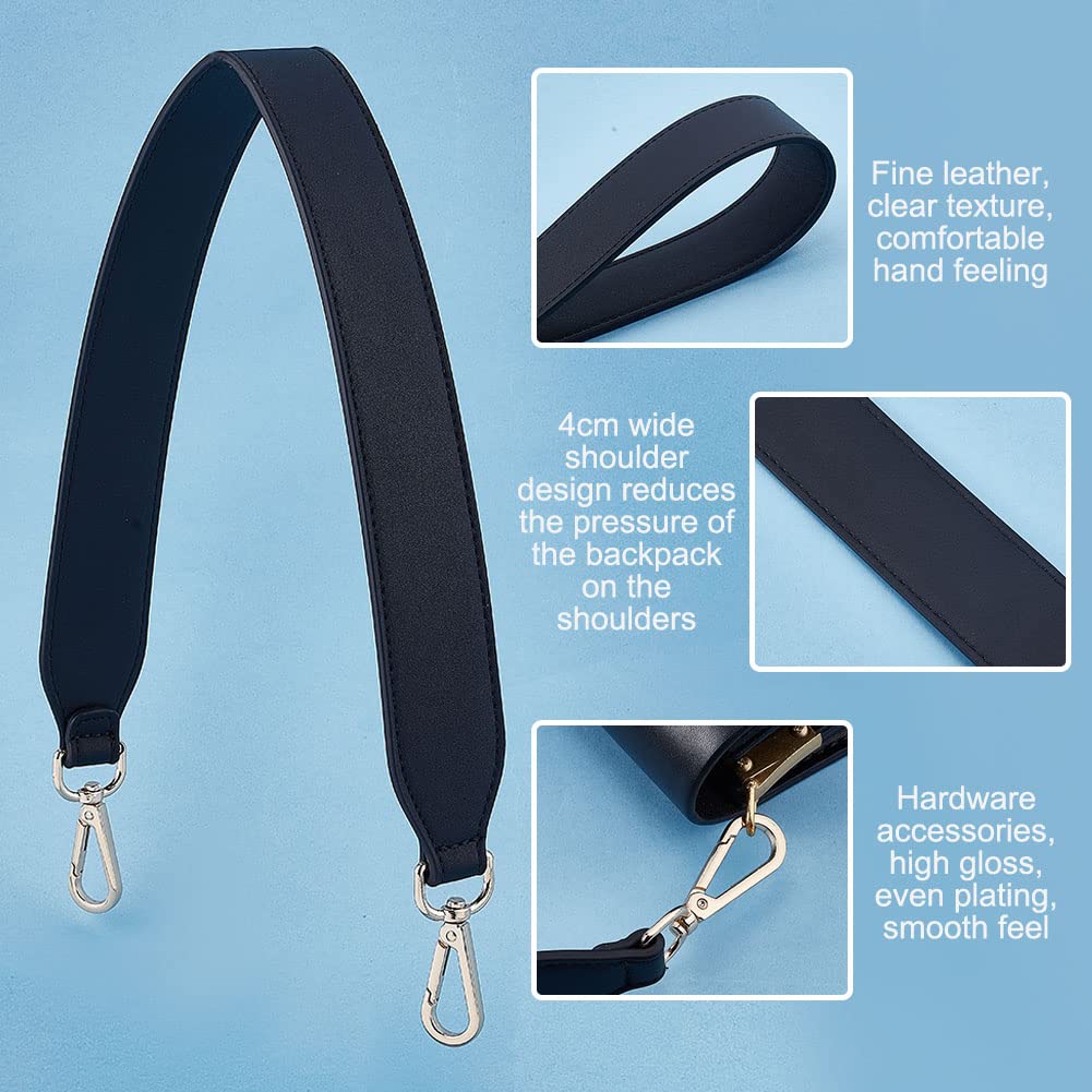 PH PandaHall 24.6 Inch Black Leather Bag Strap - 1.5 Inch Wide Replacement Purse Strap for Women & Men - Adjustable Shoulder Strap with Golden Hardware for Handbags, Crossbody Bags & DIY Projects | Perfect for Daily Use, Work, Travel & Fashion Accessories