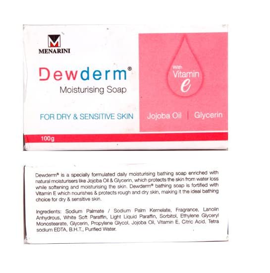 DEWDERM Moisturizing Soap for Dry & Sensitive Skin - Hydrating & Gentle Cleansing Bar (Pack of 6 x 100g) - Ideal for Daily Face & Body Wash, Eczema & Dermatitis Care