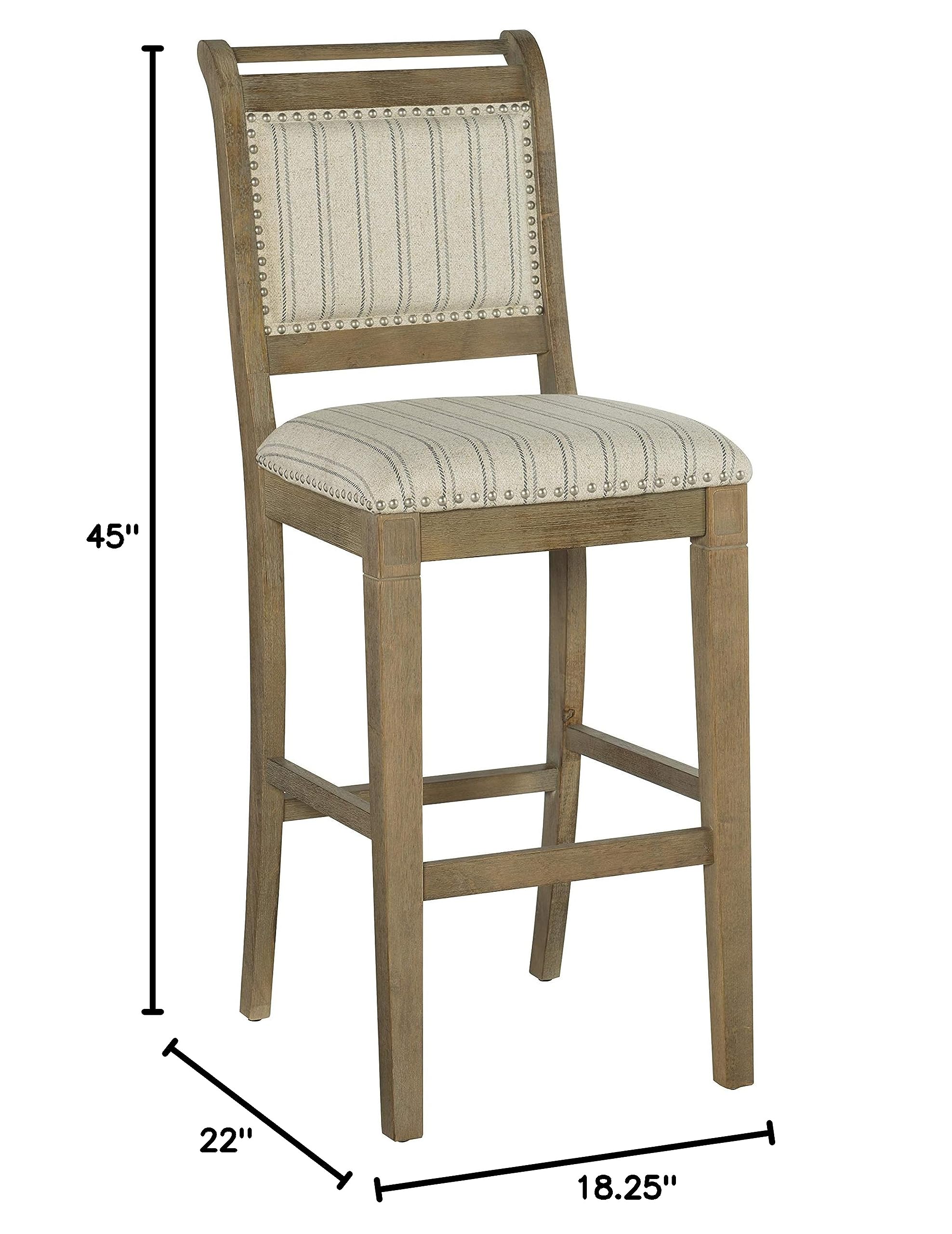 Linon Lisbon Grey Bar Stool - 30