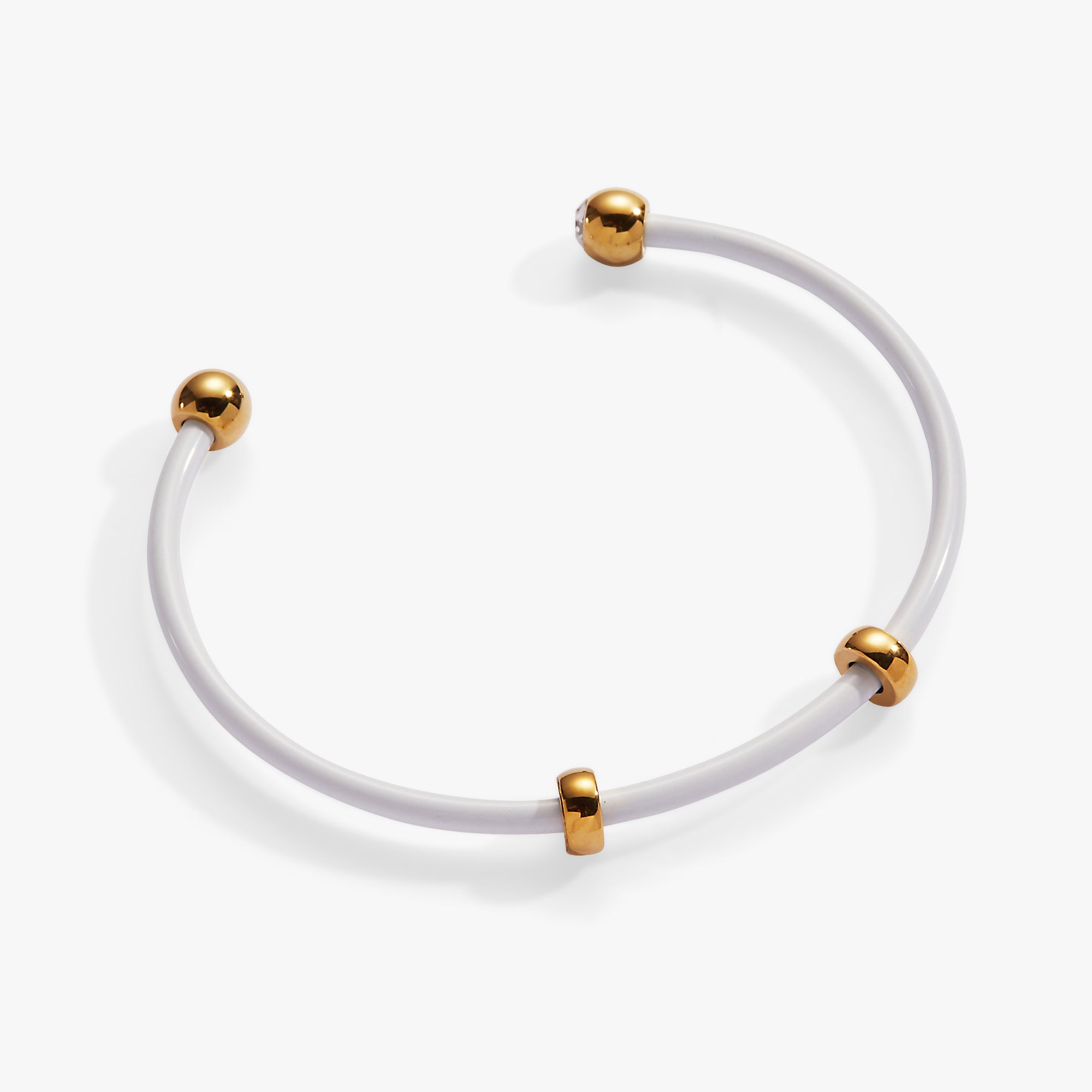Elegant Bezel Stone Enamel Cuff Bracelet in White - Perfect for Women's Fashion Accessories & Special Occasions