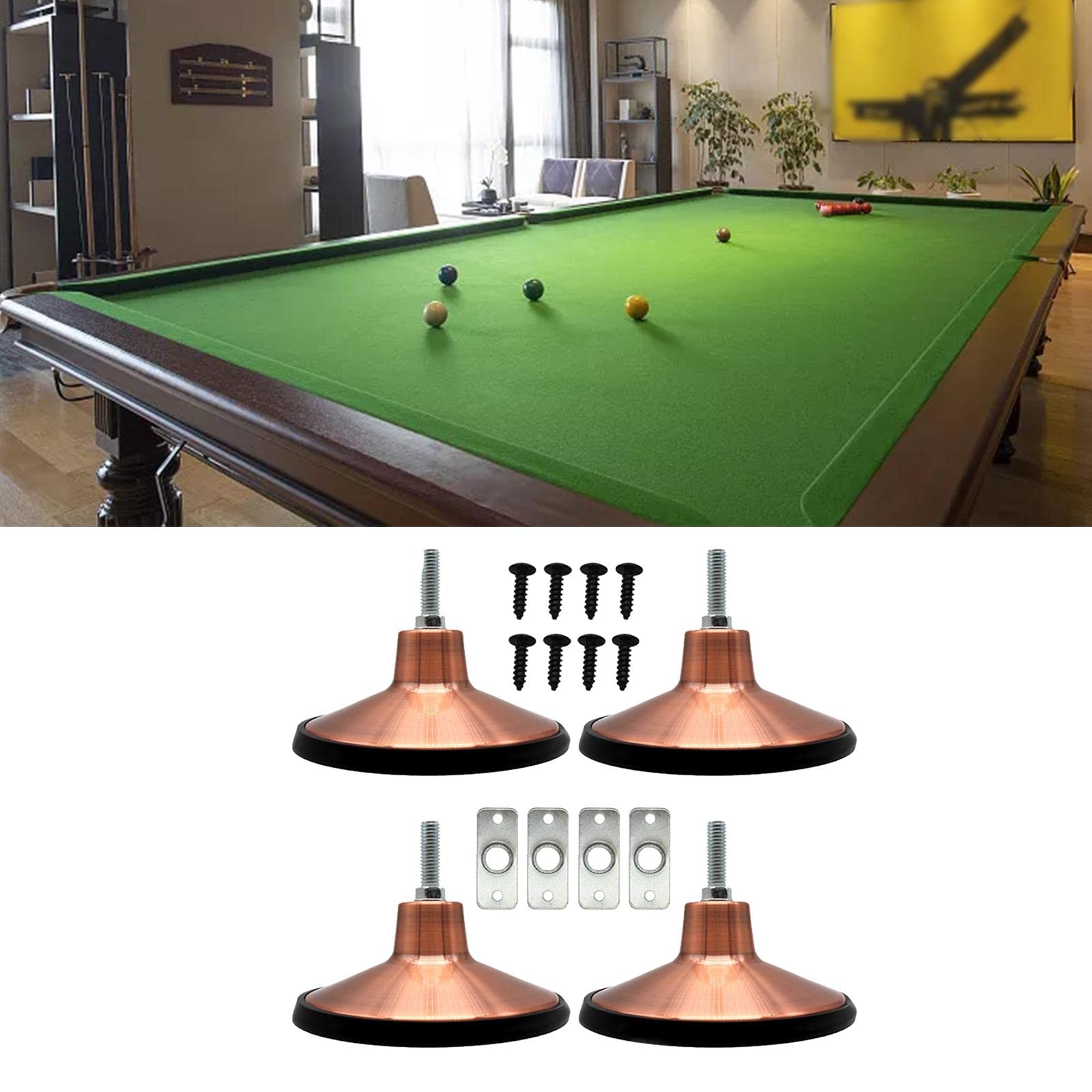 4X Heavy Duty Pool Table Leg Levelers - Adjustable Height Raisers for Game Tables, Protects Floors from Damage | Perfect for Home Game Rooms, Bars, and Billiard Halls