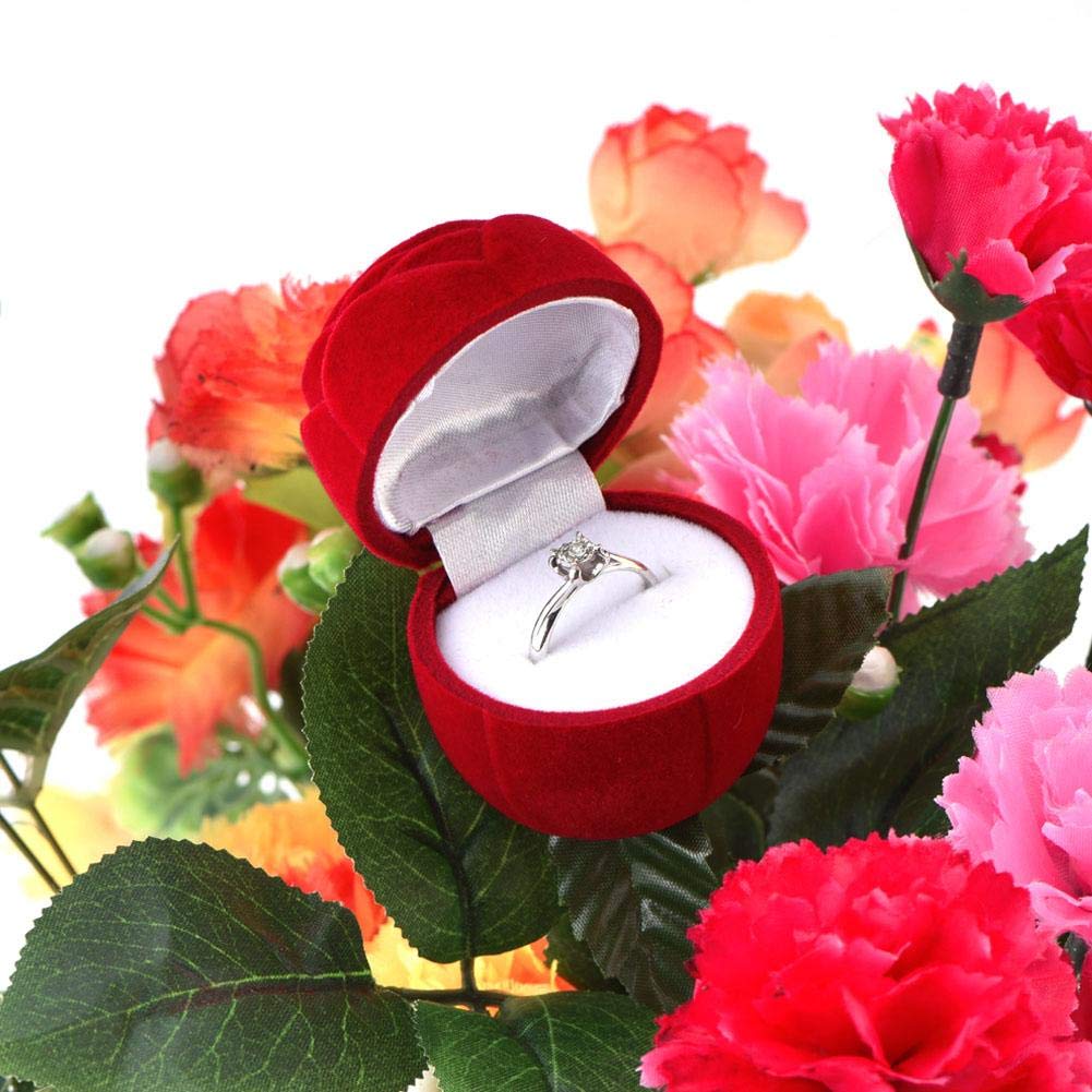 HEEPDD Red Rose Ring Box - Romantic Rose-Shaped Jewelry Box for Engagement, Wedding & Proposals - Perfect Gift for Girlfriend, Lover on Valentine's Day (Use for Surprise Proposals, Anniversary Gifts & Romantic Occasions)